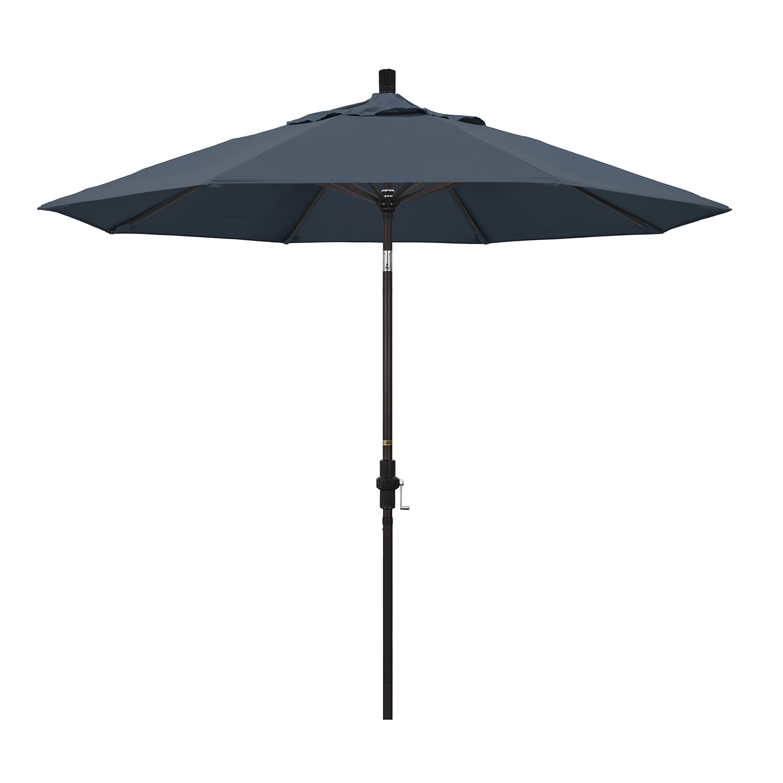 9' Aluminum Market Umbrella with Crank Lift & Tilt - Bronze Pole for Patio & Outdoor Dining