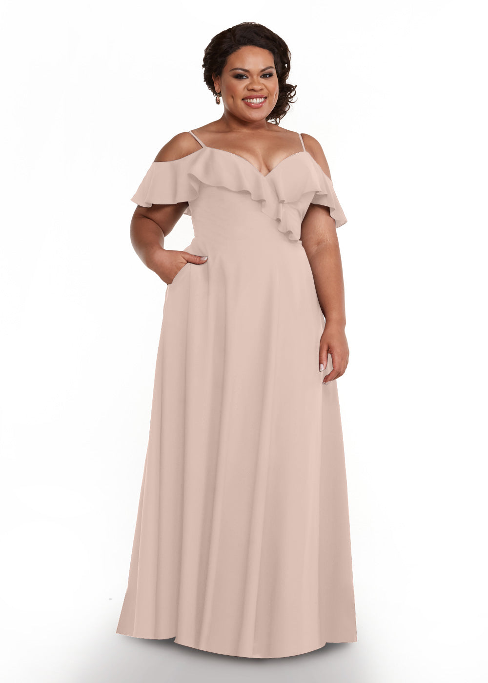 Elegant Off Shoulder Ruffled Chiffon Bridesmaid Dress - Perfect for Weddings, Prom, and Formal Events