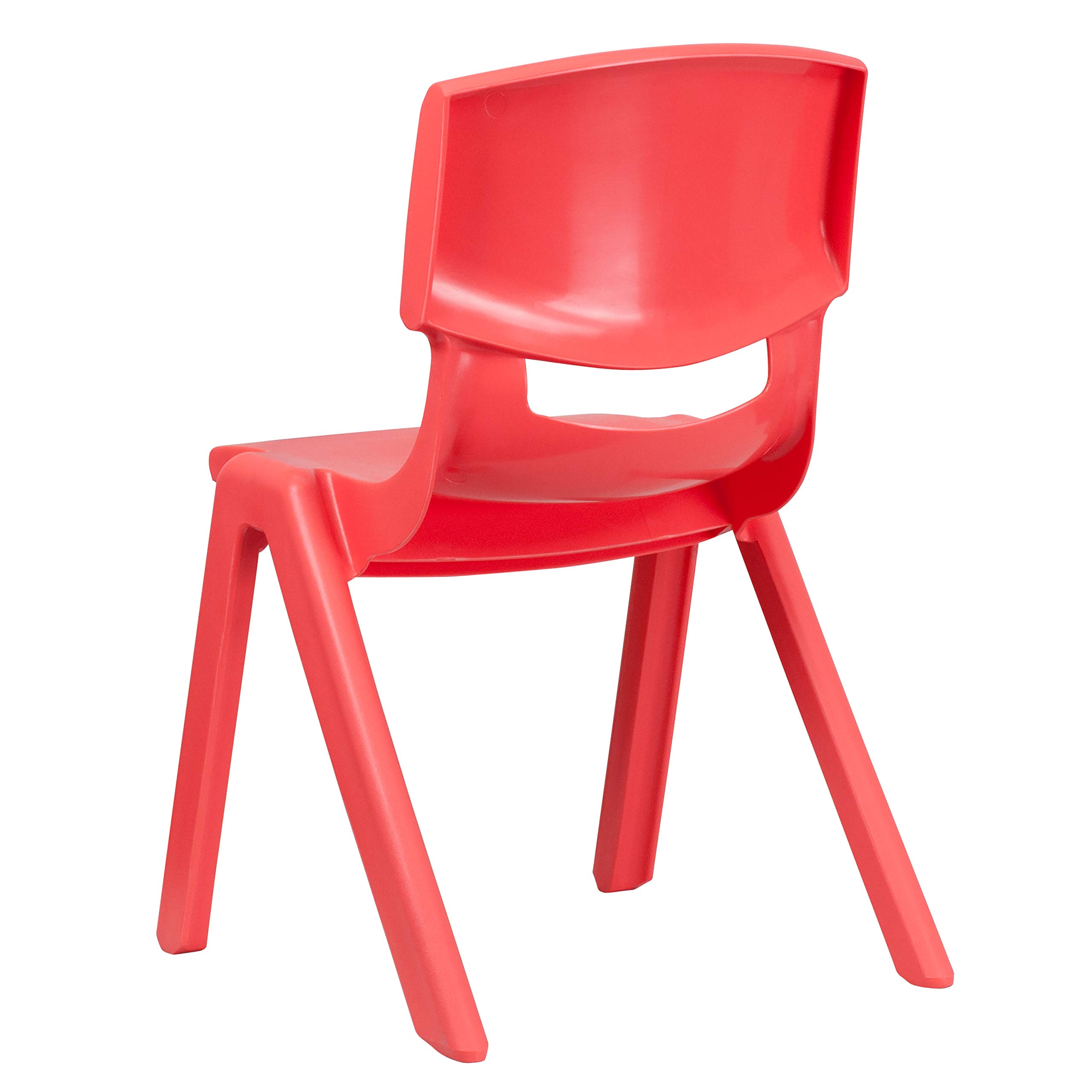 EMMA + OLIVER 4 Pack Red Plastic Stackable School Chairs - 15.5