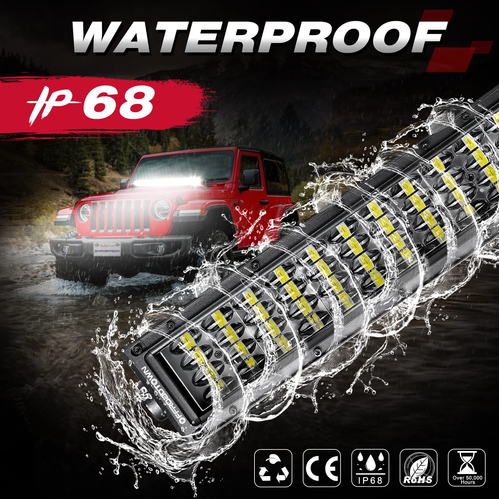 OFFROADTOWN 30-Inch LED Light Bar - 480W Spot Flood Combo Beam with Wiring Harness & Black Cover - Off-Road Driving Lights for Trucks, Pickups, UTVs, SUVs, Broncos & Can-Am - Perfect for Night Off-Roading, Camping & Trail Adventures