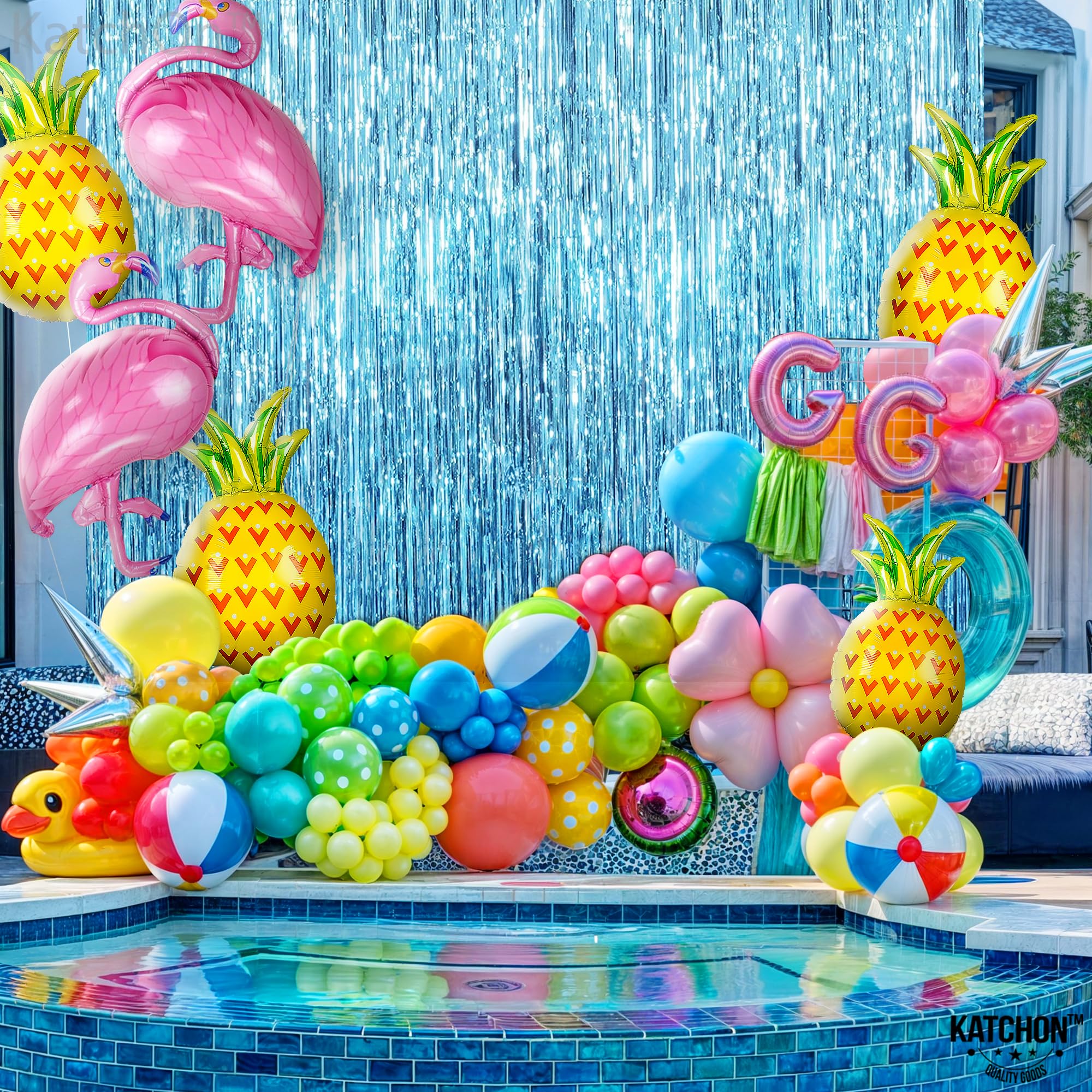 KatchOn Extra Large Blue Foil Fringe Curtain - 8x3.2 Feet (Pack of 2) | Under The Sea Party Decorations | Ocean Theme Backdrop | Mermaid Birthday Party Supplies | Perfect for Baby Showers, Bridal Showers, and Themed Events