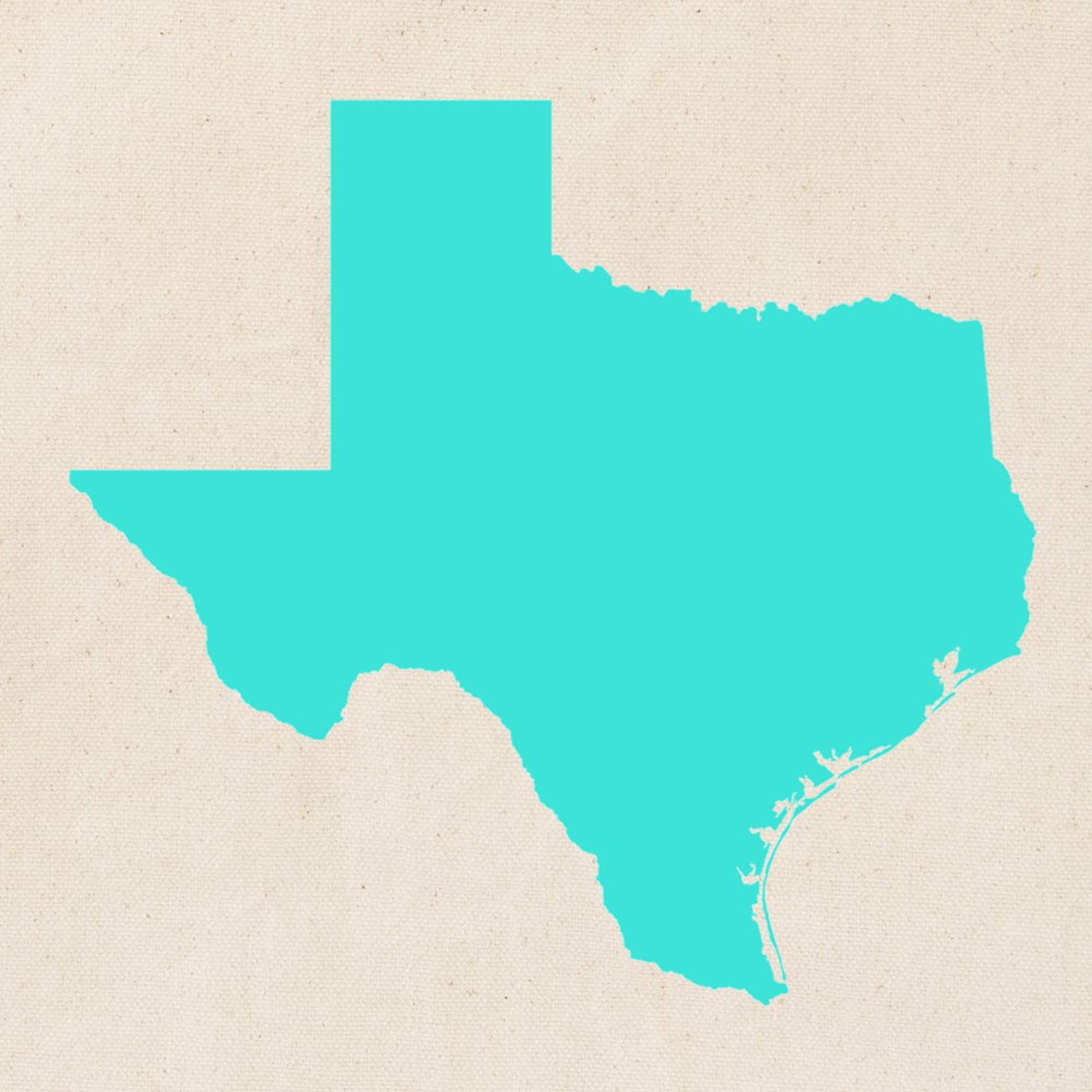 Turquoise Texas Outline Tote Bag - Natural Canvas Reusable Shopping Bag for Groceries, Beach & Travel | Eco-Friendly Cotton Tote with State Design