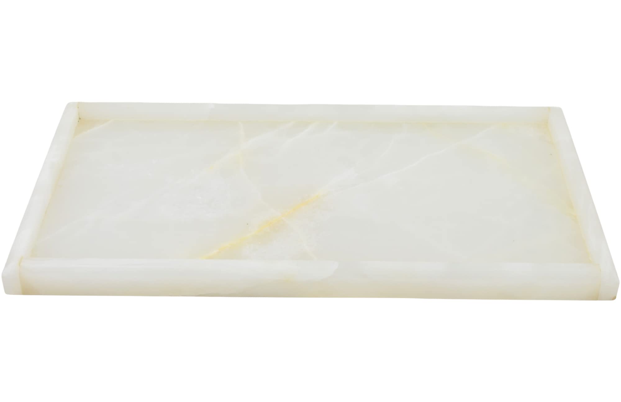 12-Inch White Onyx Bathroom Vanity Tray | Natural Stone Home Decor | Perfect for Organizing Jewelry, Perfume & Cosmetics in Bathroom or Bedroom