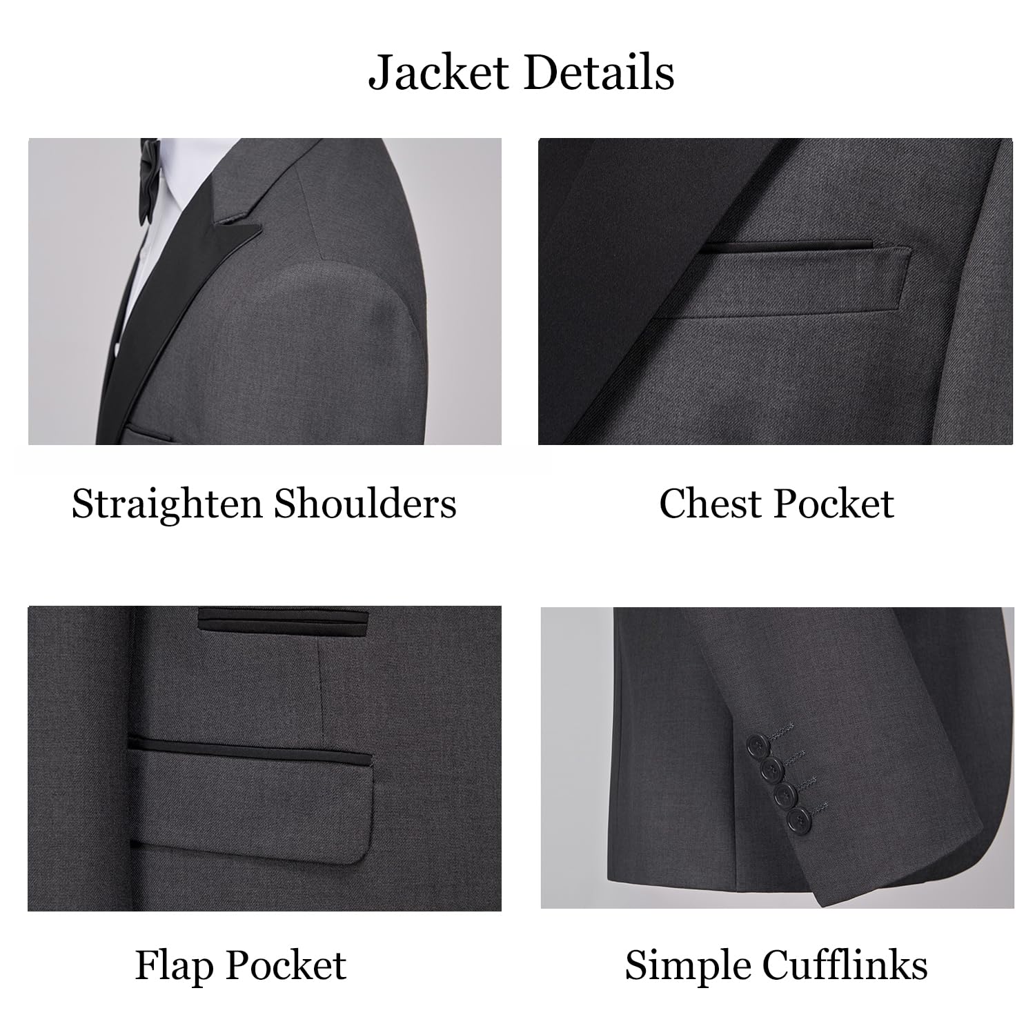 UNINUKOO Men's 3 Piece Suit - Classic Formal Tuxedo for Wedding, Prom & Dinner | Peak Lapel Regular Fit Business Attire | Perfect for Grooms, Business Meetings & Special Occasions