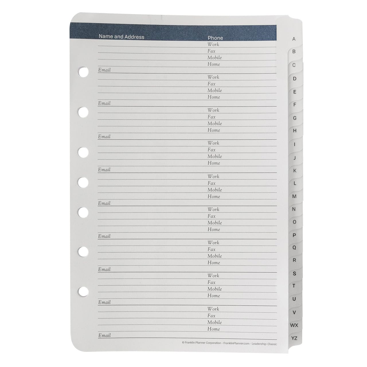 FranklinCovey Leadership Address-Phone Tabs (Classic) - Premium Organizer for Business Professionals | Perfect for Office, Home & Travel Use