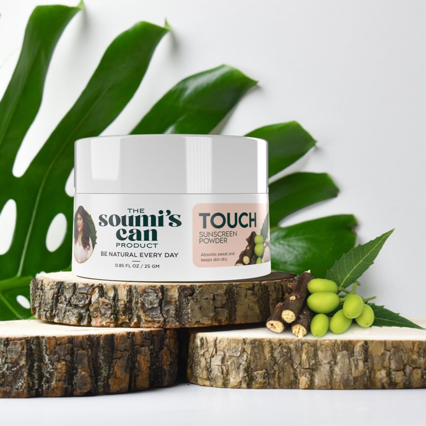 SOUMI's CAN Touch Sunscreen Powder SPF 30 - 25g Compact Mineral Sunblock for Face & Body, Oil-Free & Non-Greasy, Perfect for Outdoor Activities, Travel & Daily Sun Protection (Pack of 1)