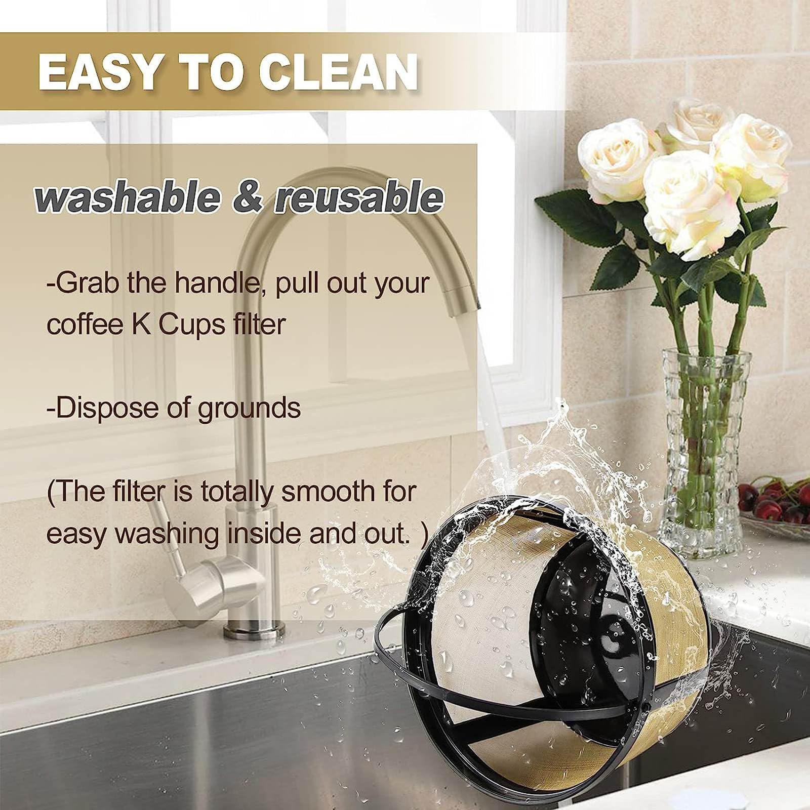 Reusable Coffee Filter Basket 2 Pack - 8-12 Cup Replacement Coffee Filters Compatible with Mr. Coffee & Black & Decker Coffee Makers - Eco-Friendly & Washable for Daily Brewing at Home or Office