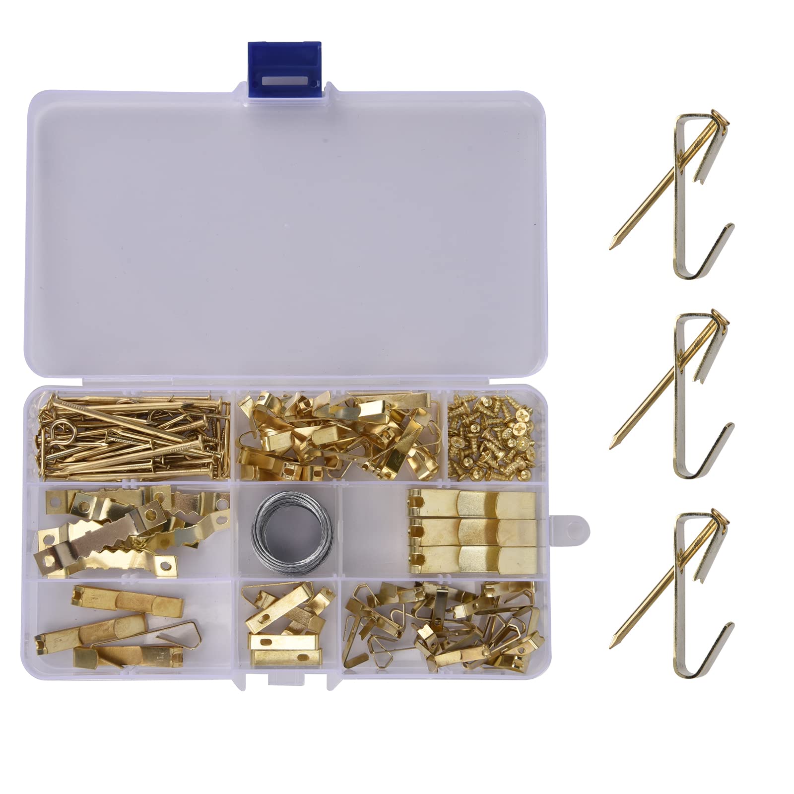 200pcs Heavy Duty Picture Hangers Kit - 5 Size Nails for Hanging Frames on Drywall & Wood Walls | Perfect for Home Decor, Gallery Displays & Photo Collages