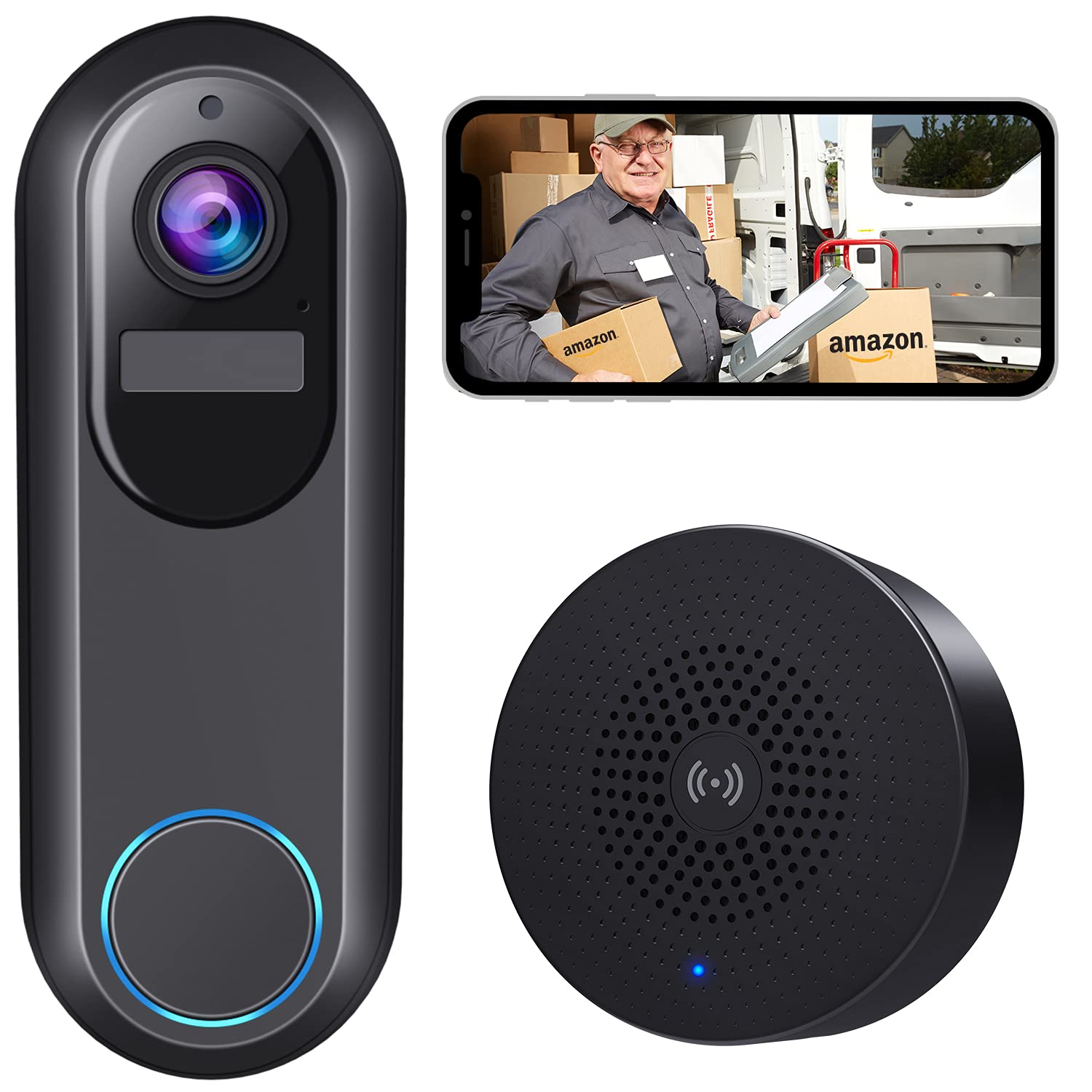 Morecam Wireless Video Doorbell Camera with Wireless Chime - 1080P HD, Motion Detection, Night Vision, 2-Way Audio & Cloud Storage - Easy DIY Installation for Home Security & Smart Door Monitoring