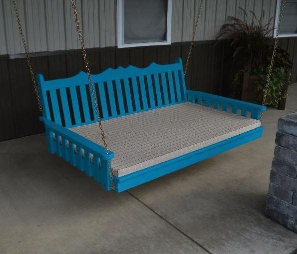 Royal English Garden Swing Bed - Solid Yellow Pine Wood Outdoor Patio Furniture for Relaxing in Backyard, Garden or Porch