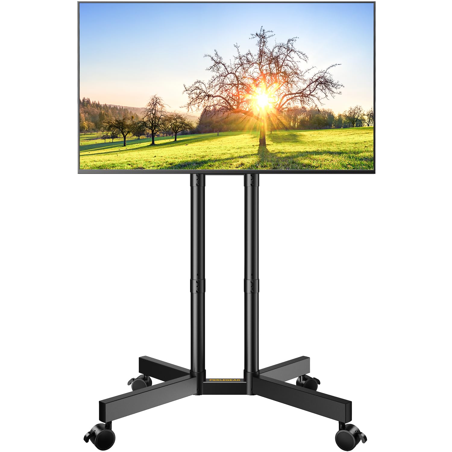 Perlegear Rolling TV Stand with Wheels for 32-70 inch TVs - Height Adjustable Mobile TV Cart with -15° to +5° Tilt, 4K TV Stand up to 88lbs, Max VESA 400x400mm - Perfect for Living Room, Bedroom, or Office Entertainment Setup (Model: PGTVMC14)