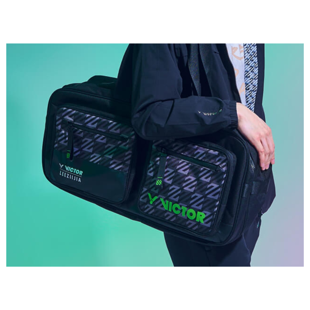Victor BR5610LZJ Badminton Tennis Racket Bag - Large Rectangular Sports Bag with Shoulder Strap [Black] | Perfect for Badminton, Tennis & Squash Players | Gym & Court Accessories Storage