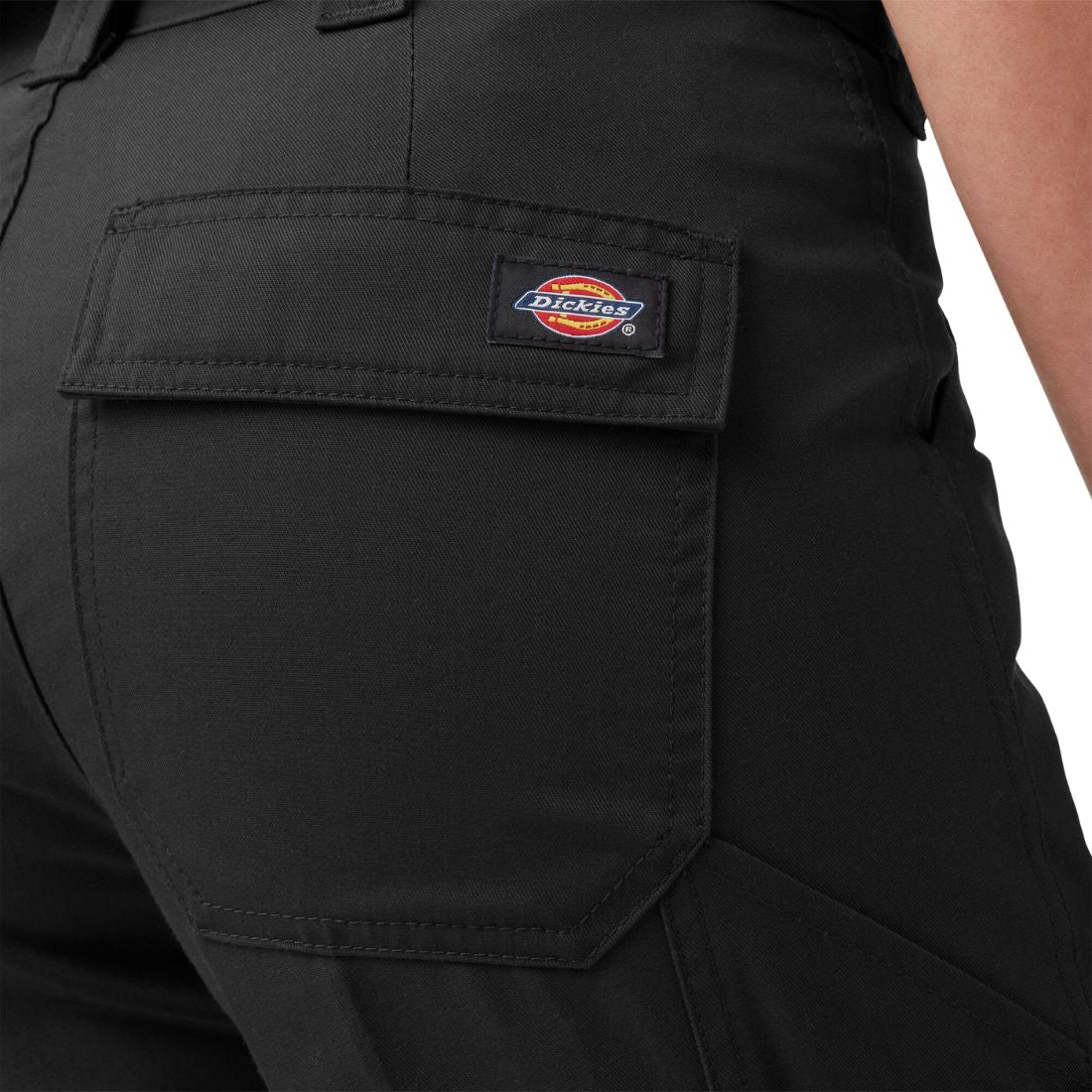 Dickies Women's Everyday Flex Cargo Work Pants WBT002 - Comfortable Stretch Utility Pants for Work & Outdoor Activities (Black) - Perfect for Construction, Hiking & Casual Wear