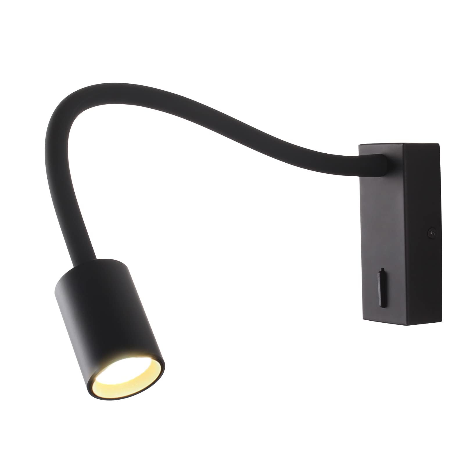 DAWALLIGHT 5W LED Gooseneck Wall Lamp with Switch - Black Adjustable Reading Light for Bedroom, Office & Hallway | Perfect for Night Reading, Study & Ambient Lighting