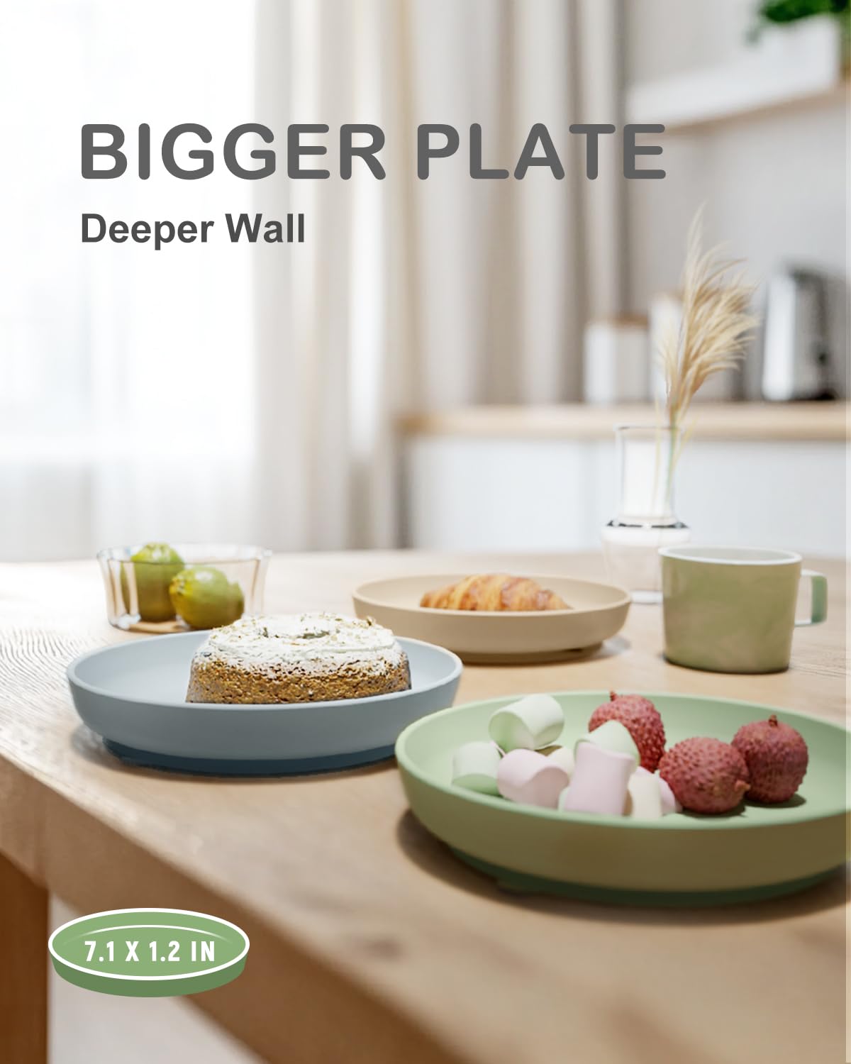 BPA-Free Silicone Suction Plates for Toddlers & Kids (3-Pack) - Non-Slip Baby Dishes with Strong Suction, Microwave & Dishwasher Safe - Perfect for Mealtime, Snacks, and On-the-Go Feeding