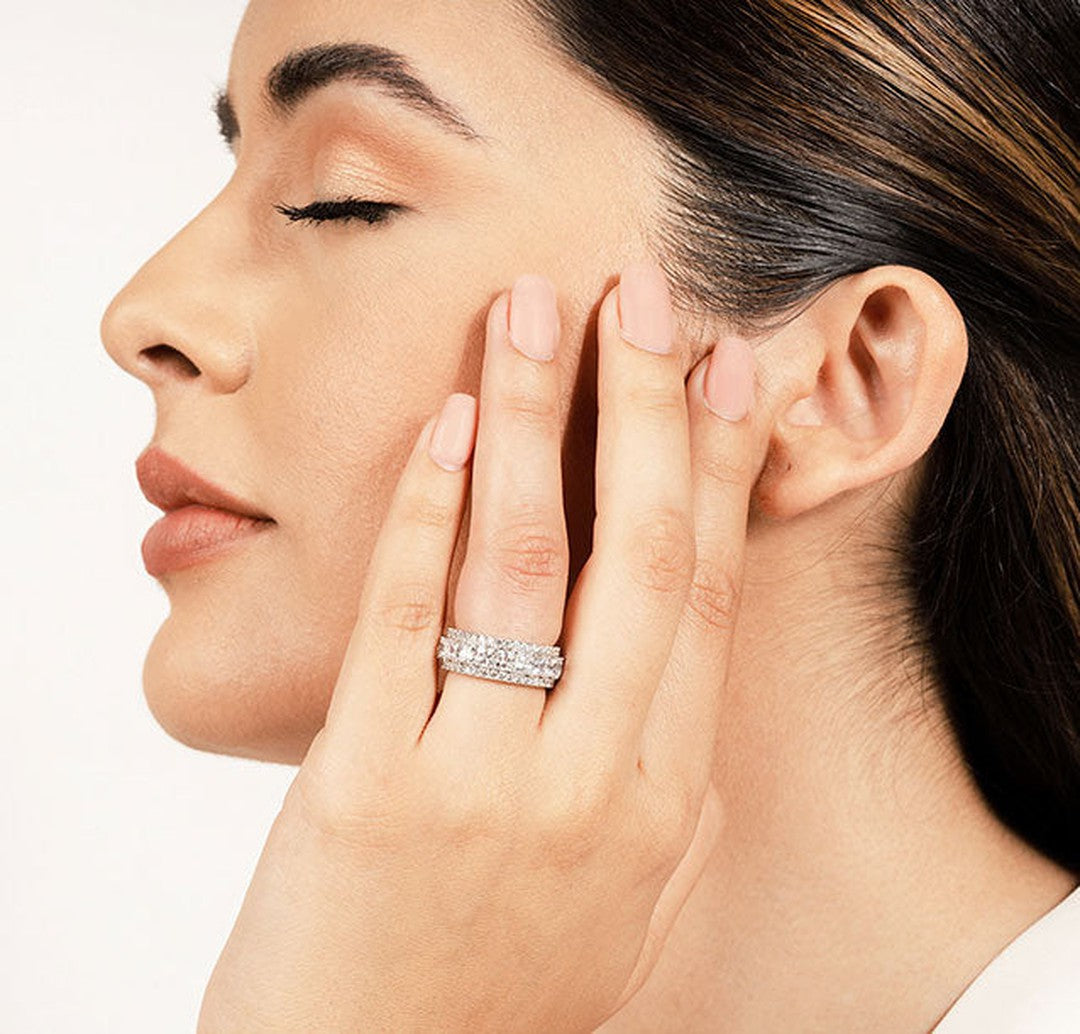 3.23 Carat Princess & Round Cut Diamond Eternity Wedding Band Ring for Women - Perfect for Engagement, Anniversary & Bridal Jewelry Gifts