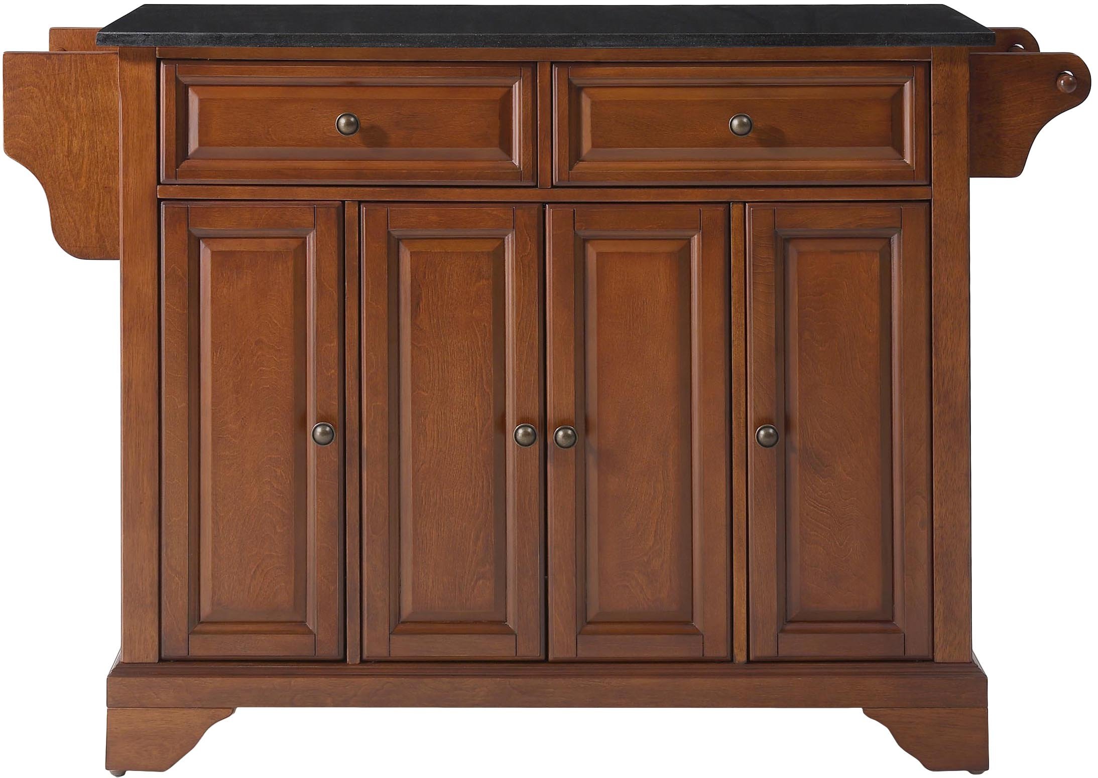 Crosley Lafayette Granite Top Rolling Kitchen Island Cart with Storage - Microwave Stand, Spice Rack, Cherry Finish - Perfect for Small Kitchens, Pantry Organization & Extra Counter Space