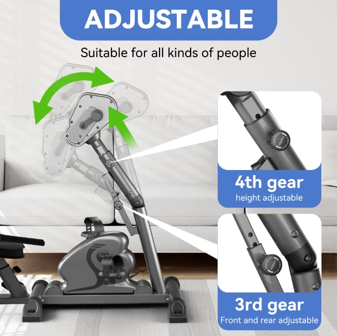 Motorized Exercise Bike with Adjustable PU Seat & Knee Pedal Trainer - Active/Passive Physical Therapy & Rehabilitation Equipment for Elderly Home Fitness - Ideal for Knee Recovery, Mobility Training & Low-Impact Workouts