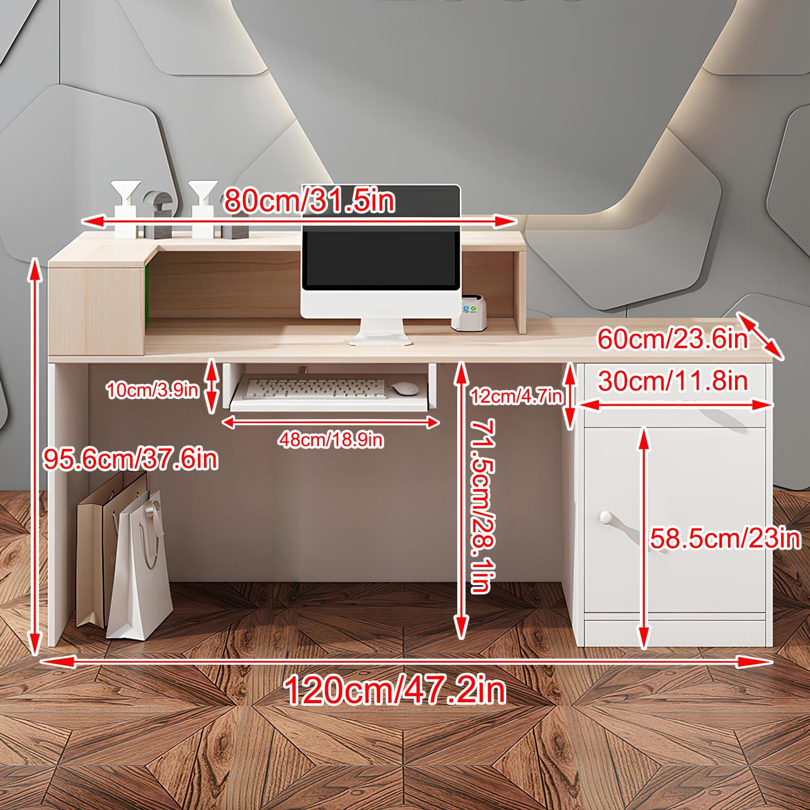 Modern Reception Desk with Storage - 47.2