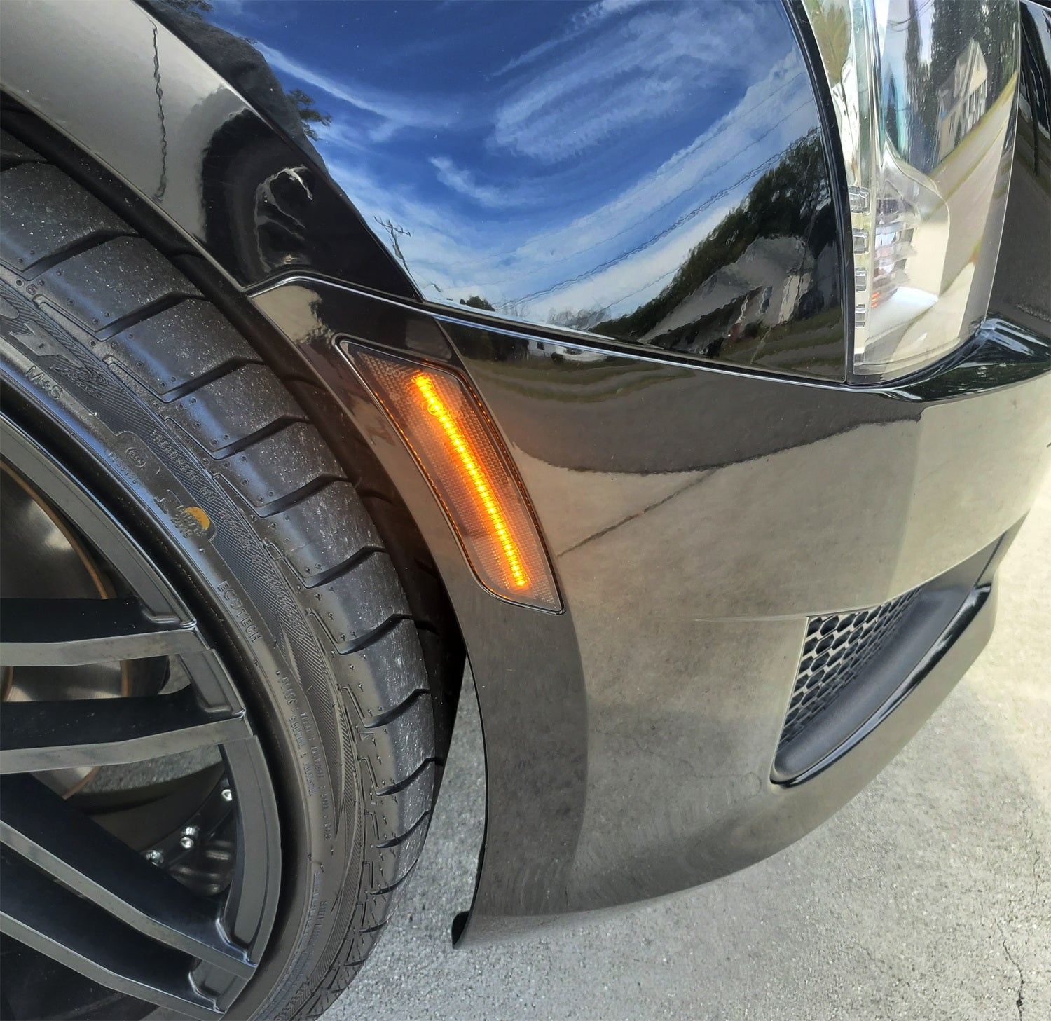 2020+ Cadillac CT5 Clear Lens Amber LED Strip Front Bumper Side Marker Lights - DRL Daytime Running Lights for Enhanced Visibility & Style