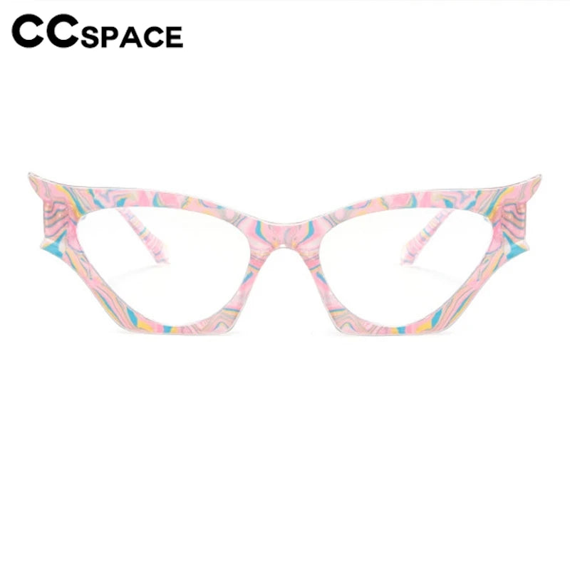 CCspace Women's Full Rim Oval Cat Eye Polycarbonate Eyeglasses Frame 300887 - Stylish Retro Glasses for Office, Reading & Fashion Accessories