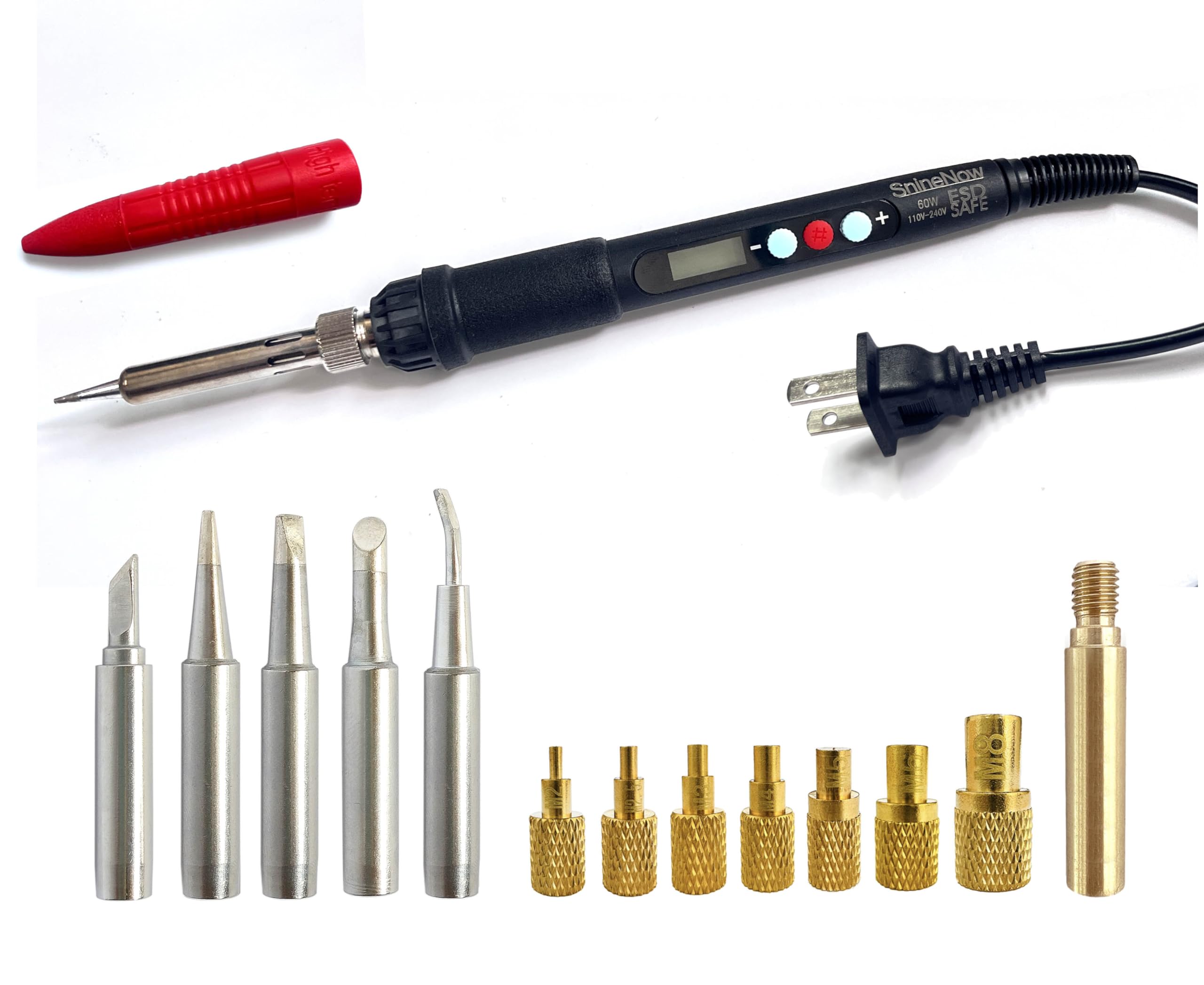60W Digital Soldering Iron Kit with Adjustable Temperature & 5 Extra Tips - Perfect for Electronics Repair, DIY Projects, and PCB Soldering