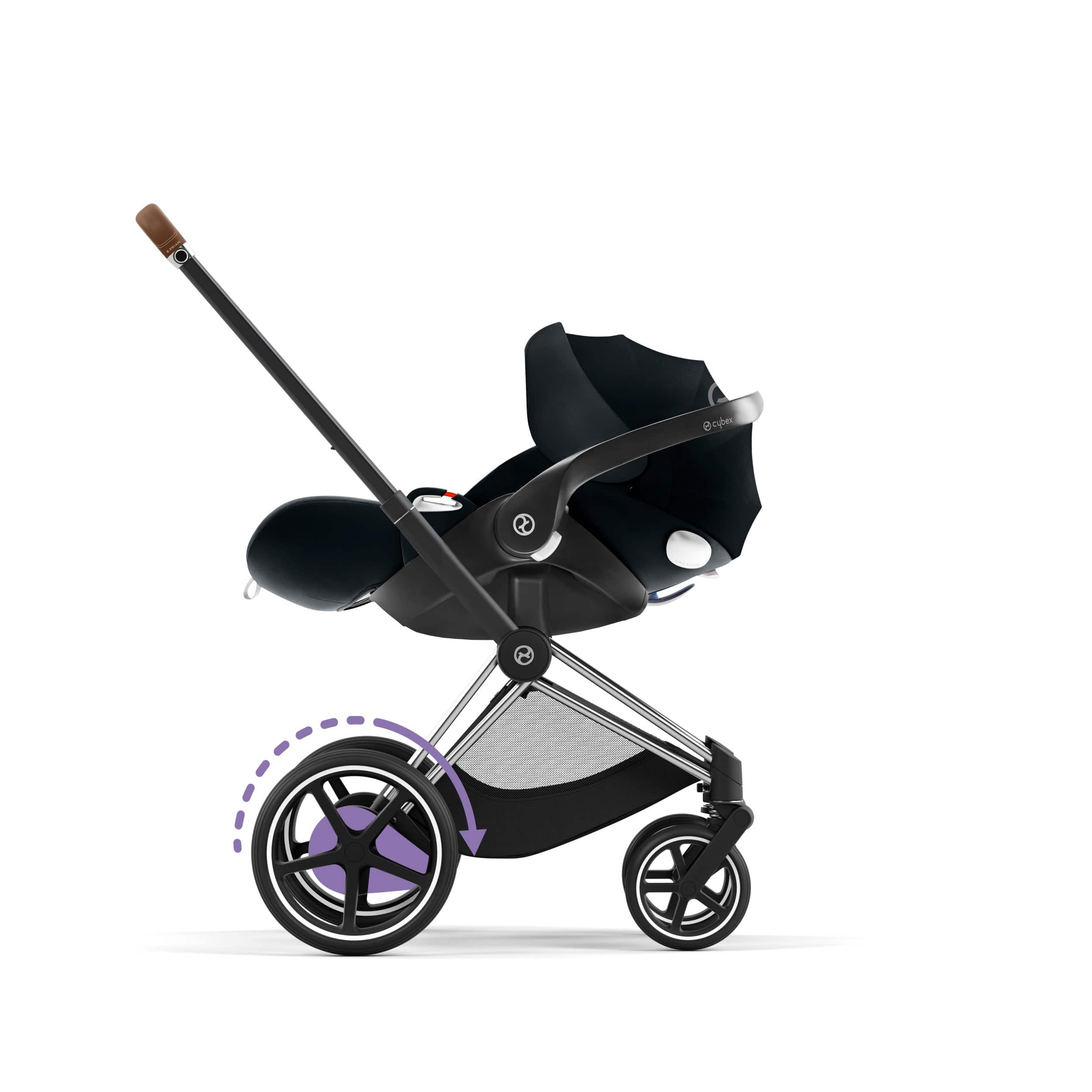 Cybex ePriam 2 Complete Stroller - Lightweight Chrome/Brown Baby Stroller with Adjustable Seat | Perfect for City Walks, Shopping & Travel
