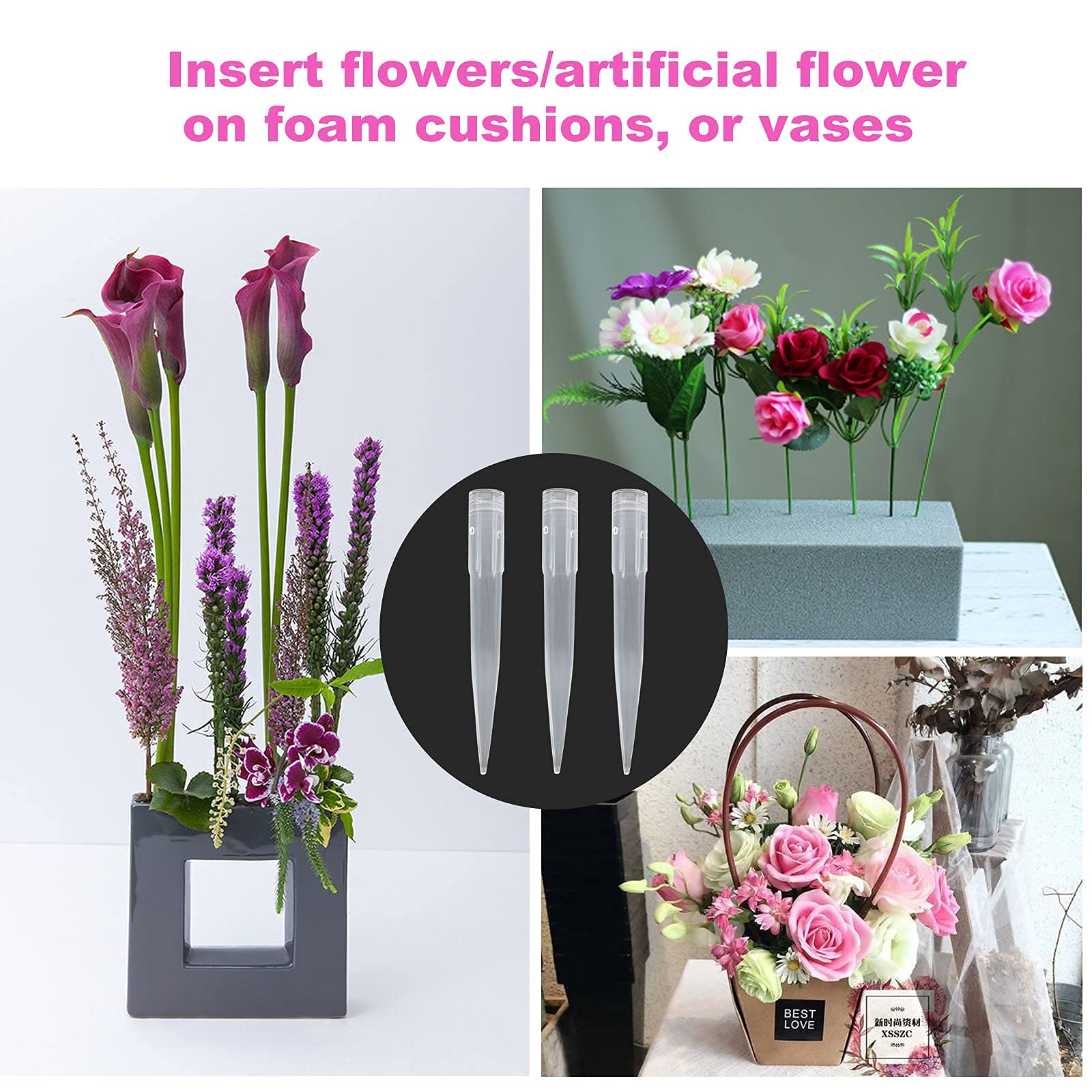 Floral Water Tubes for Flower Arrangements - Clear Plastic Vials with Stems for Roses, Bouquets & Centerpieces | Keeps Flowers Fresh for Weddings, Events & Home Decor