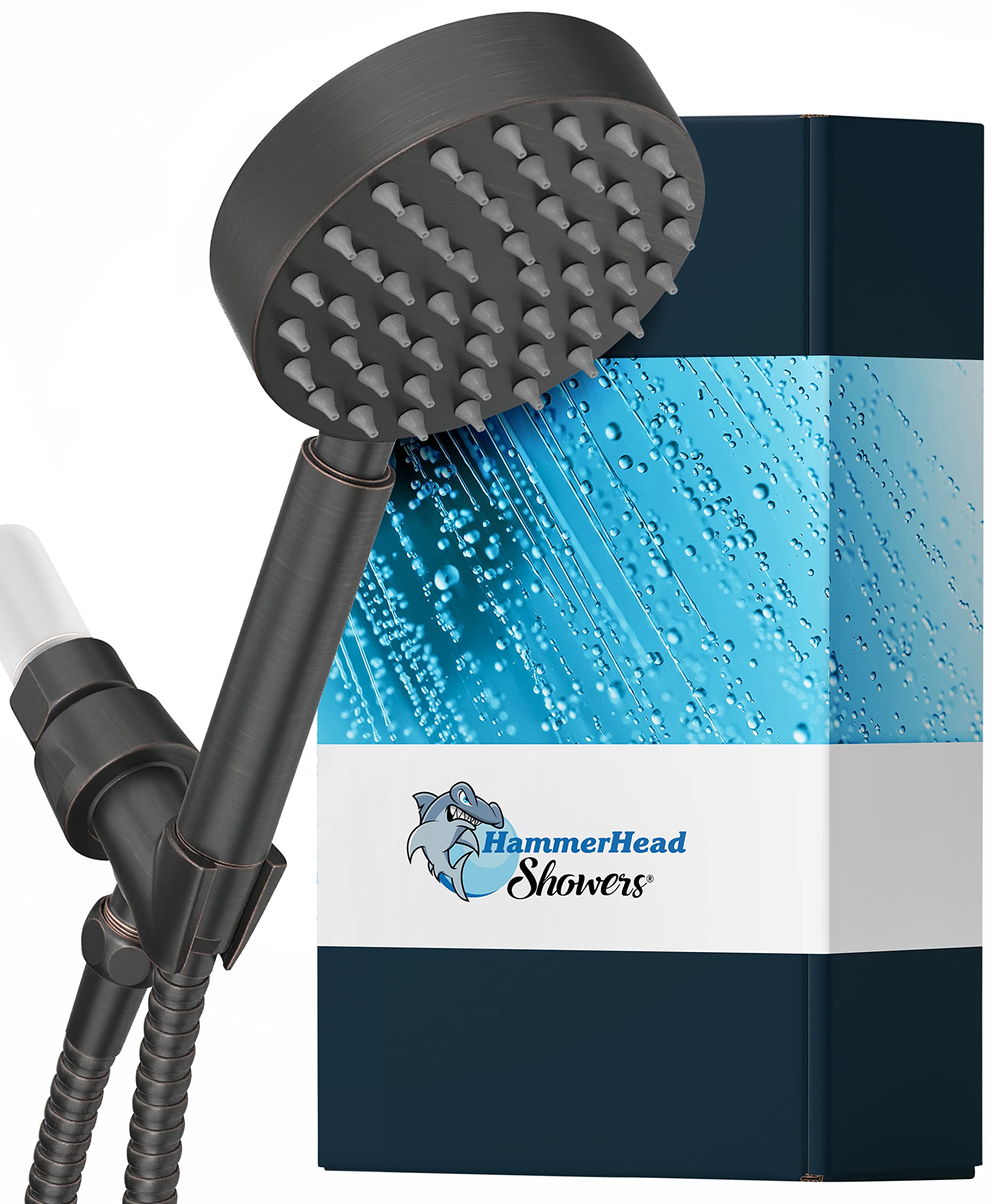 All Metal Low Flow Handheld Shower Head with Hose and Brass Holder - Oil Rubbed Bronze - Water Saving 1.75 GPM Detachable Showerhead - 6ft Flexible Hose & Adjustable Bracket - Perfect for Bathroom, RV, and Pet Washing