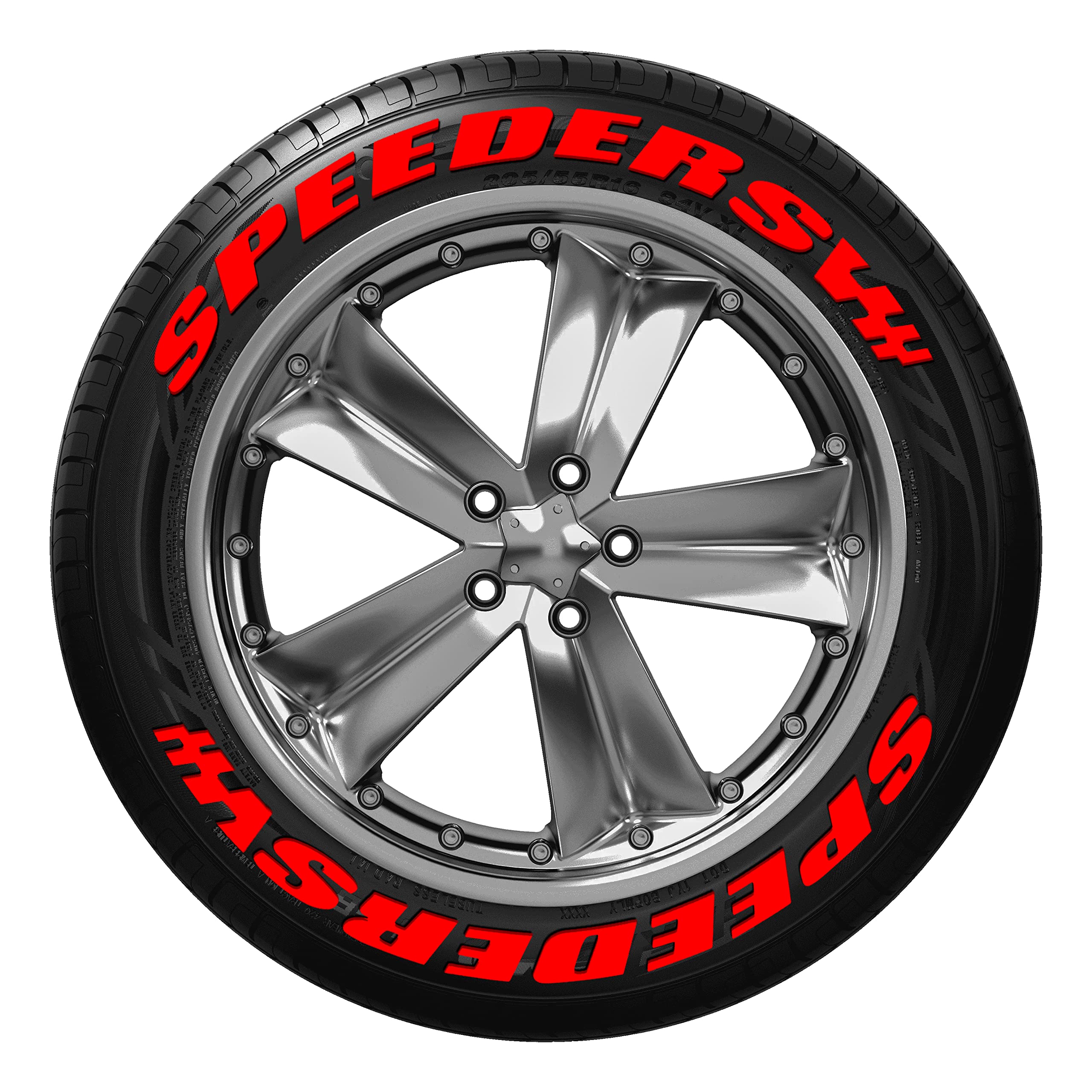 HUWANDE DIY Car Wheel Letter Stickers - SPEEDERS Tire Lettering Decals (Red) - Customize Your Ride for Street Racing & Car Shows