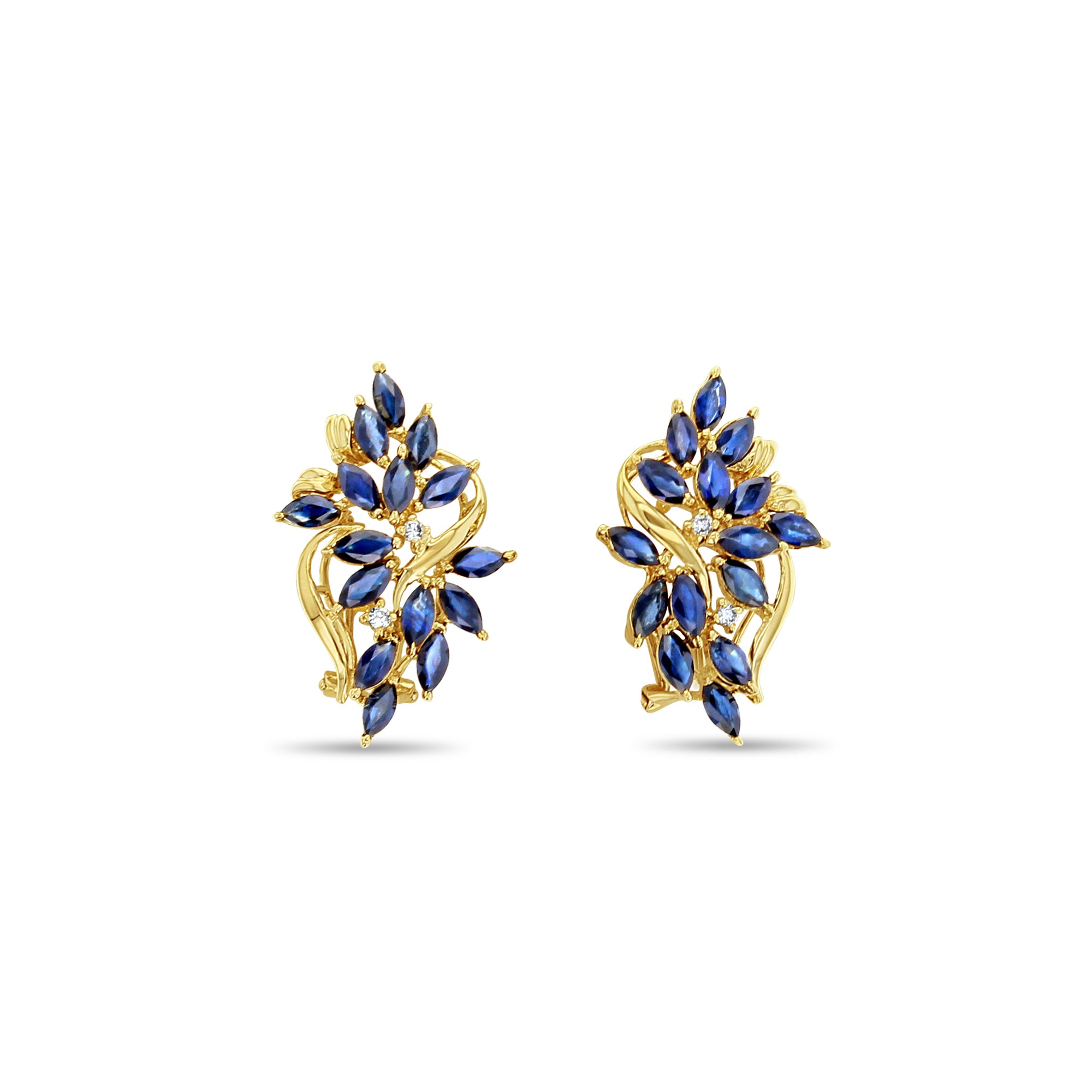 2 Carat Sapphire Cluster Earrings for Women - Genuine Blue Sapphire Stud Earrings - Elegant Jewelry Gift for Wedding, Anniversary & Special Occasions