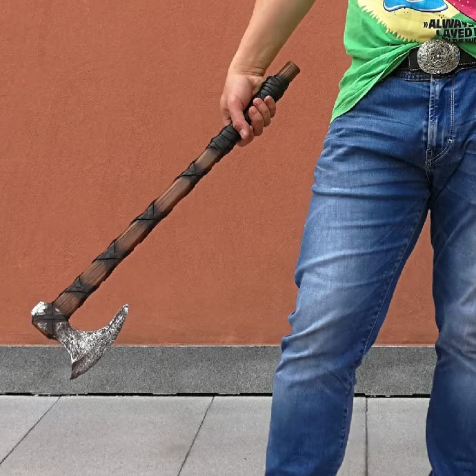 LOOYAR PU Foam Viking Axe - Medieval Battle Weapon Toy for Adults | Berserker Warrior Costume Accessory | Halloween Cosplay, LARP, Battle Play & Historical Reenactment