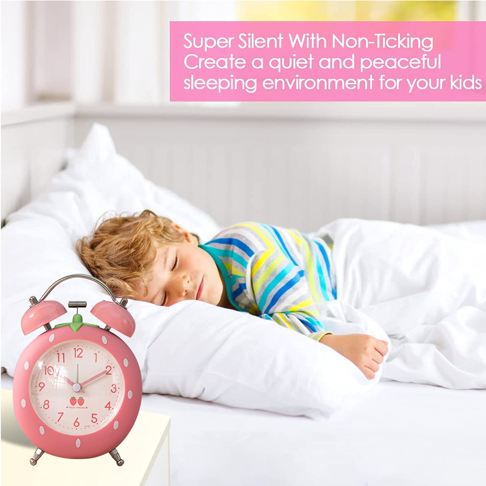 **Strawberry Shaped Alarm Clock for Kids & Heavy Sleepers - Loud Twin Bell with Backlight, Bedroom Decor & Nightstand Clock (Red)**    **Use Cases:** Perfect for kids' rooms, heavy sleepers, bedroom decor, nightstands, and as a fun gift for birthdays or holidays.