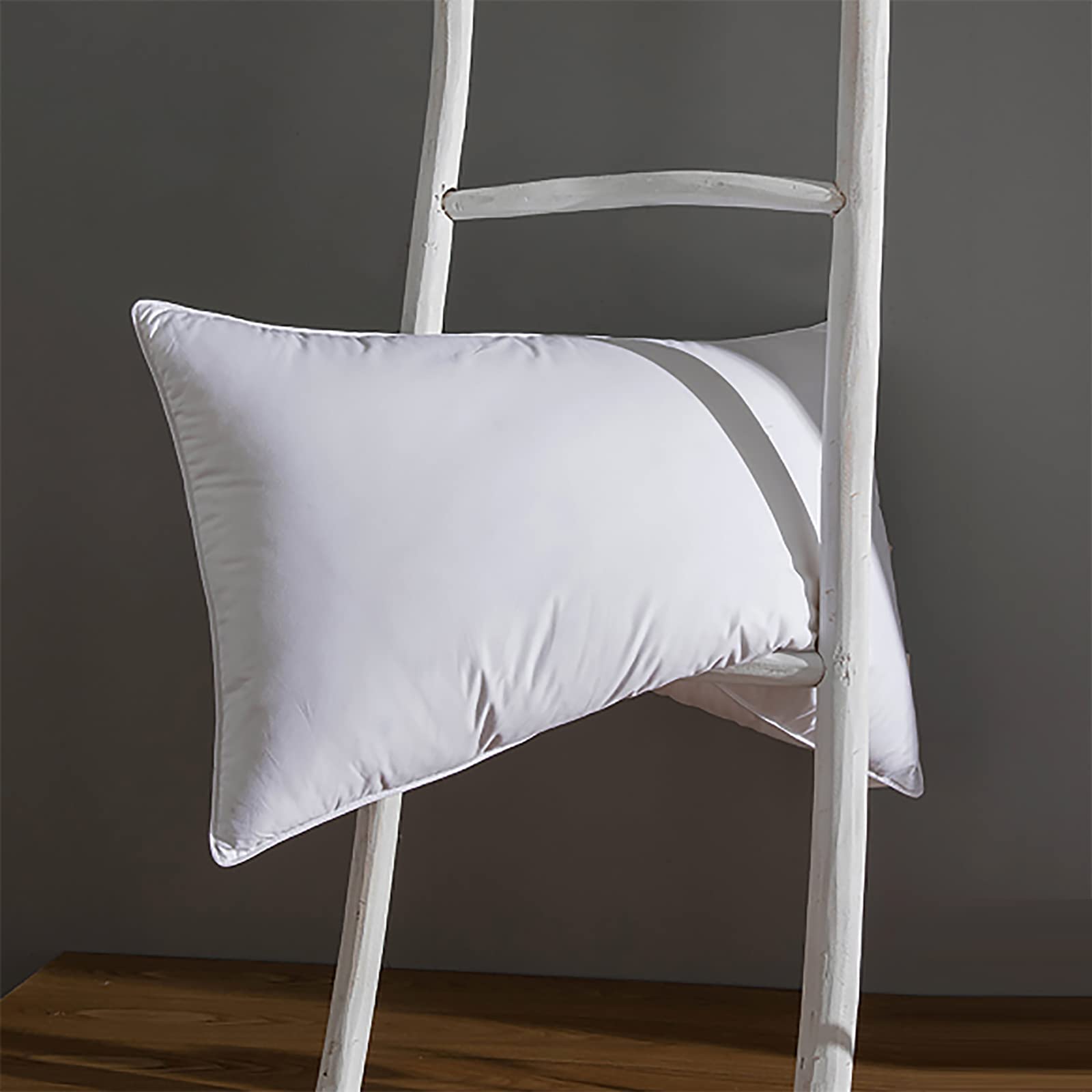 Premium ZJING 100% Cotton Firm & Comfortable Feather Bed Pillow - Medium Size (47x74cm) for Side, Back & Stomach Sleepers - Ideal for Home, Hotel & Travel Use