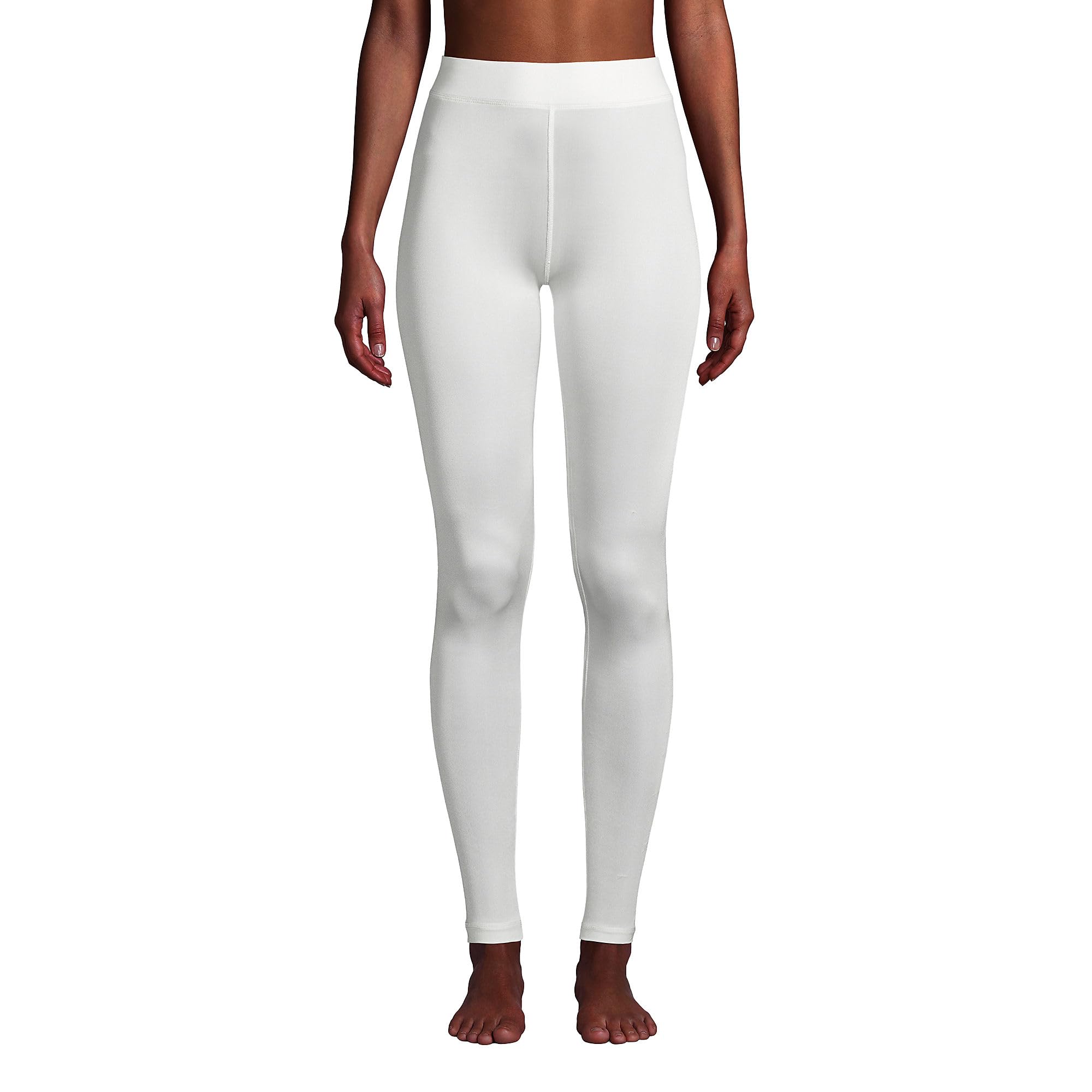 Lands' End Women's Silk Interlock Thermal Long Underwear Leggings - Soft Warm Winter Base Layer Pants for Cold Weather & Layering Outfits