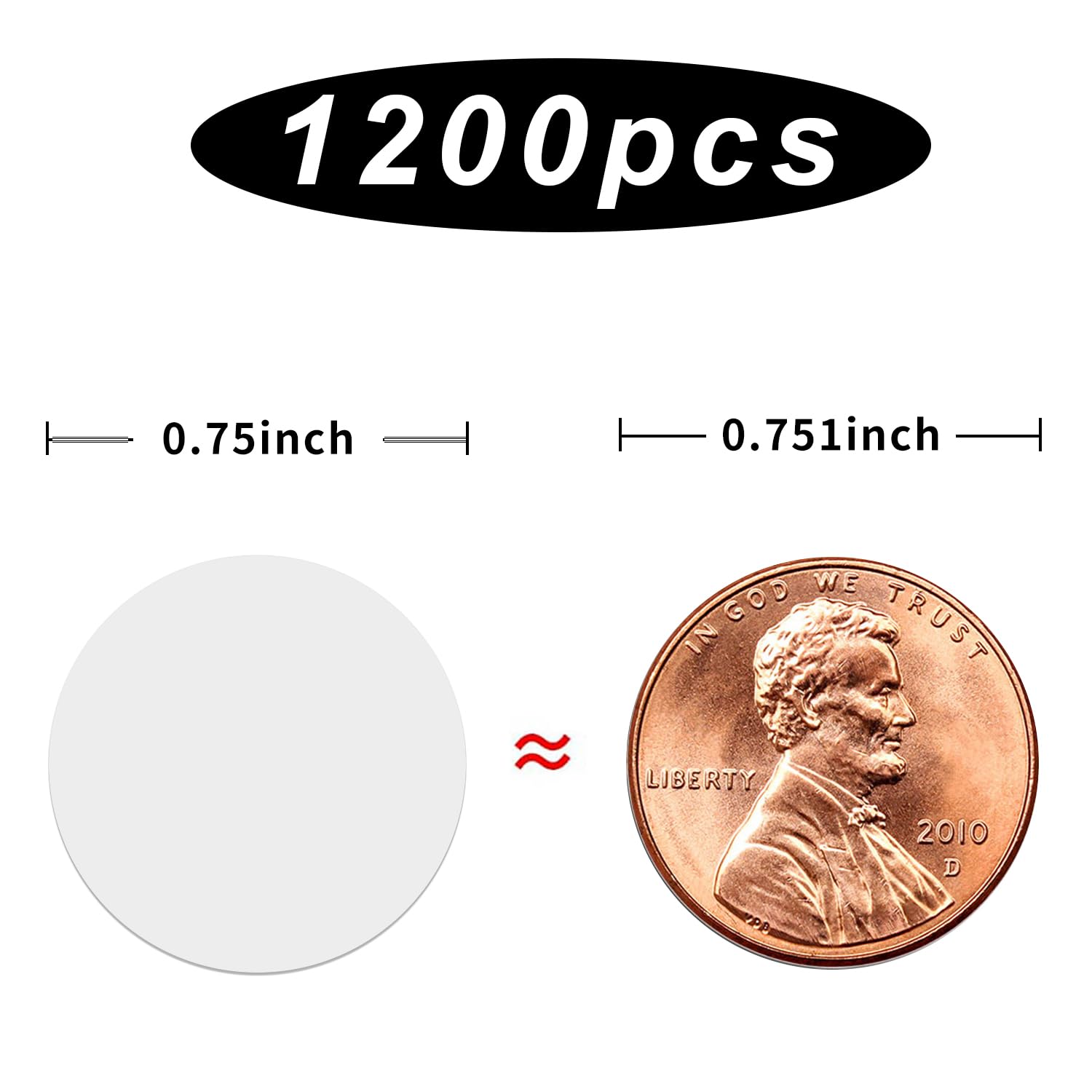 1200pcs 0.75 Inch Clear Round Waterproof Stickers - Self Adhesive Envelope Seals & Retail Package Labels - Perfect for Mailing, Packaging, Organizing and DIY Crafts
