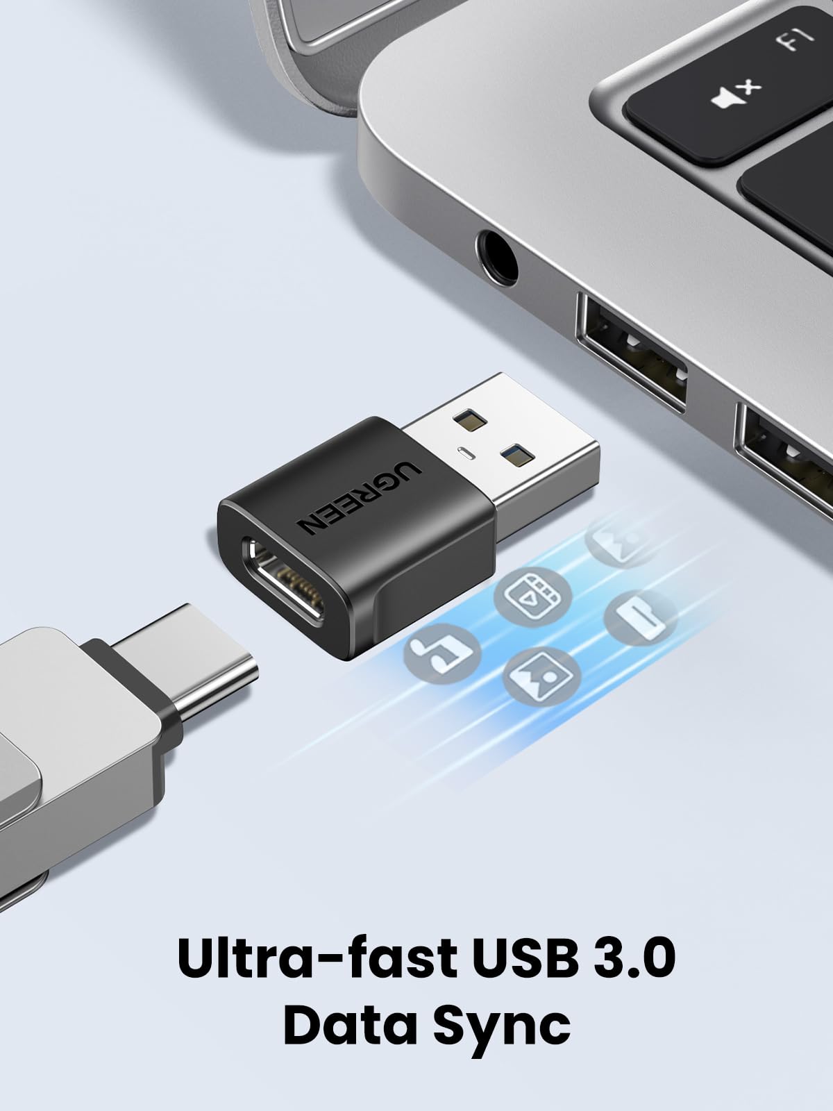 UGREEN USB C to USB 3.0 Adapter 3-Pack, 10Gbps Type C Female to USB Male Converter for iPhone 16/15/14/13 Pro Max, iPad Air/Mini, Samsung Galaxy S24/S23 - Fast Charging & Data Transfer - Perfect for Travel, Office & Home Use (Black)