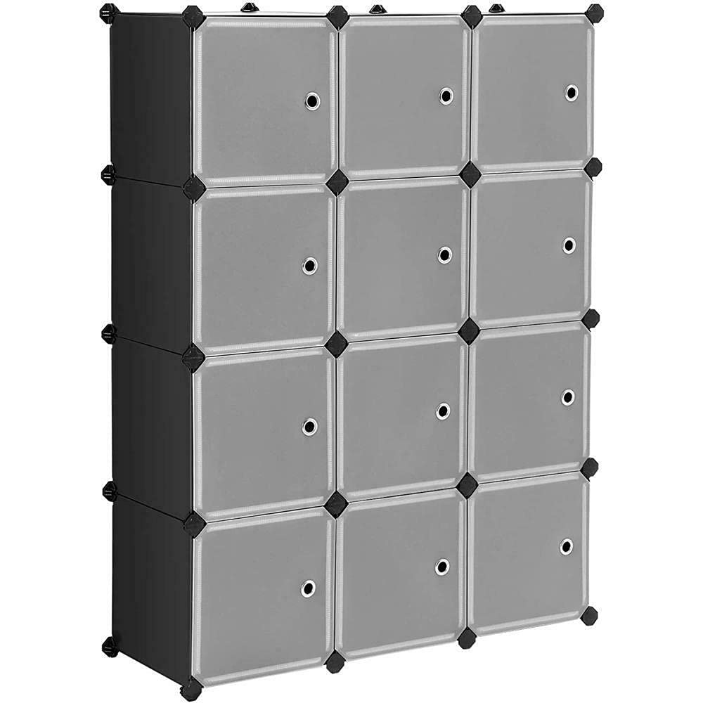 Stackable Cube Storage Organizer - 12-Cube Modular Plastic Closet Cabinet for Shoes, Drawers & Shelves | Space-Saving Home & Office Organization Solution