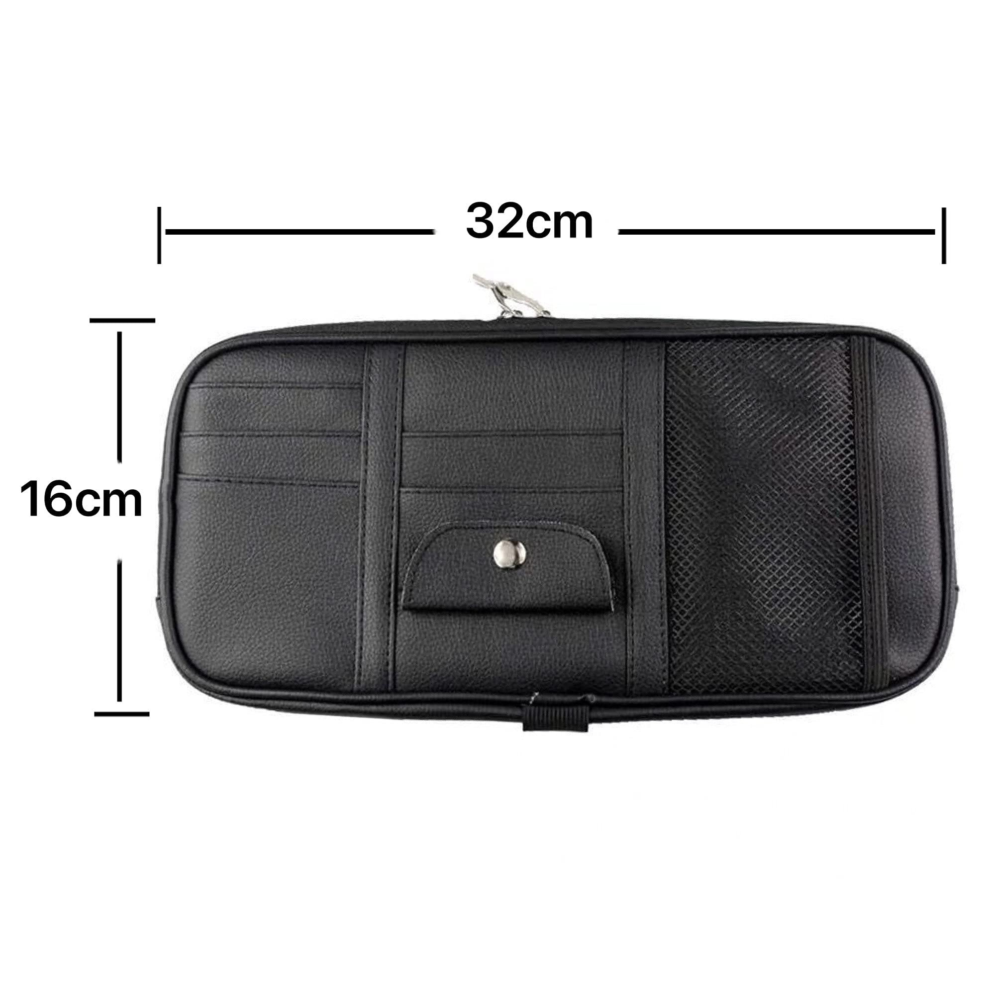 VAGURFO Car Sun Visor Organizer - Multi-Pocket Zipper Storage Pouch for Truck & Auto Accessories | Black Interior Organizer for Sunglasses, Phones & Small Items | Perfect for Road Trips & Daily Commutes