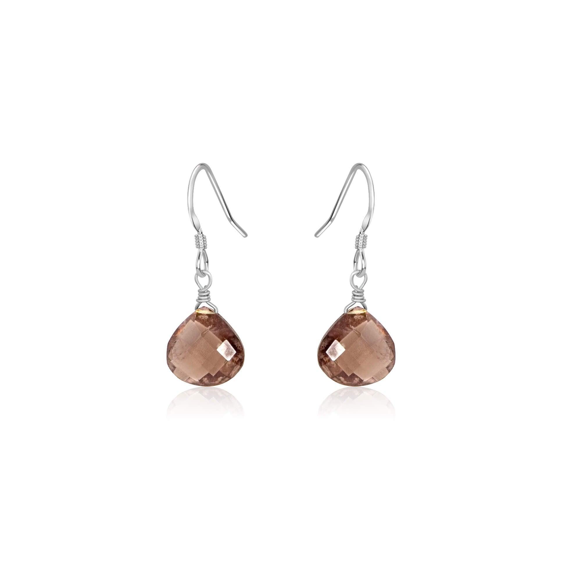 Smoky Quartz Teardrop Dangle Earrings for Women - Natural Gemstone Jewelry - Boho Chic Accessories for Party, Wedding & Everyday Wear