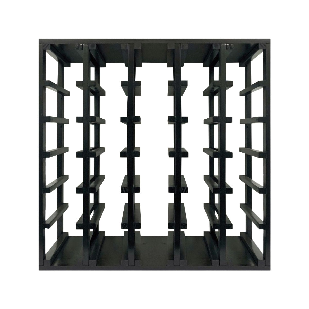 30 Bottle Lattice Wine Cube Rack - Black Onyx & Natural Wood Finish | 18mm Thick Shelves | Space-Saving Wine Storage for Cellar, Kitchen or Dining Room