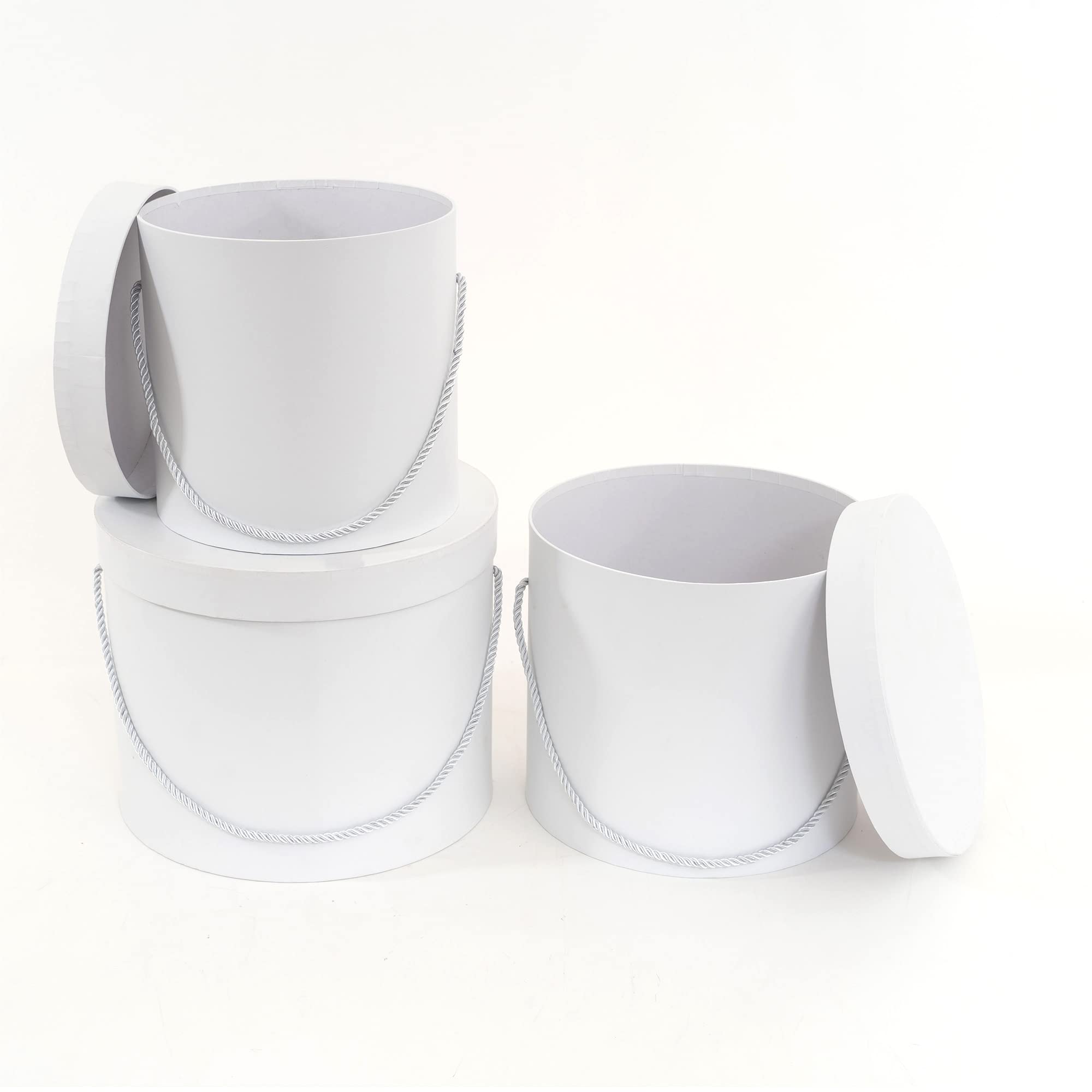 Elegant White Gift Boxes with Lids - 3pc Set for Weddings & Birthdays