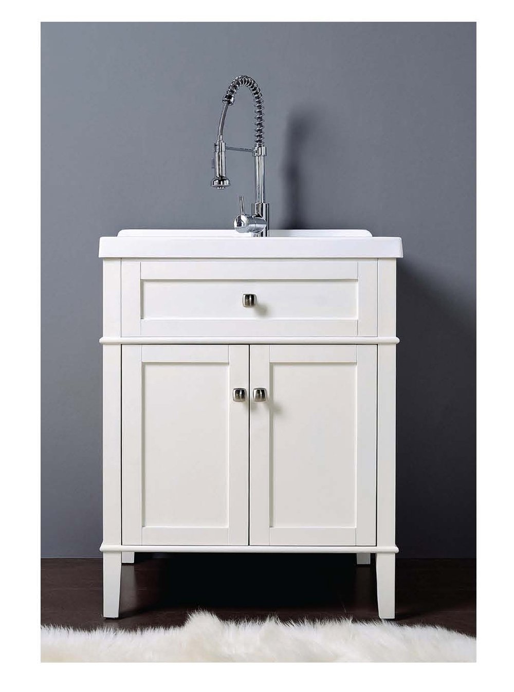 Dawn AARS-2801 Vanity Set with Counter Top, Storage Cabinet & Mirror - Modern Bathroom Vanity for Makeup & Skincare Organization - Perfect for Small Spaces, Apartments & Master Bathrooms