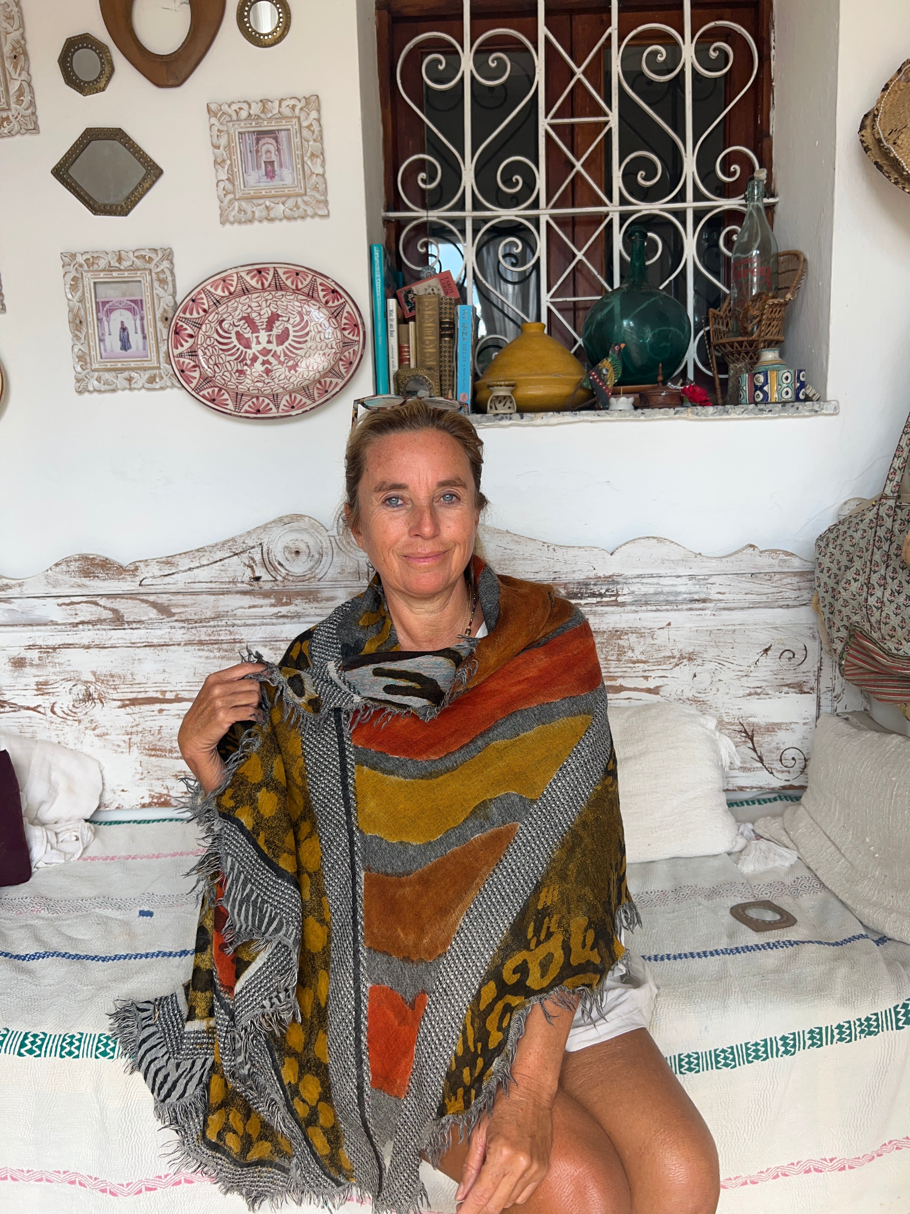 Cozy Merino Wool Shawl - Soft & Warm Abstract Design Scarf for Women, Multi-Color Winter Wrap for Office, Travel & Special Occasions