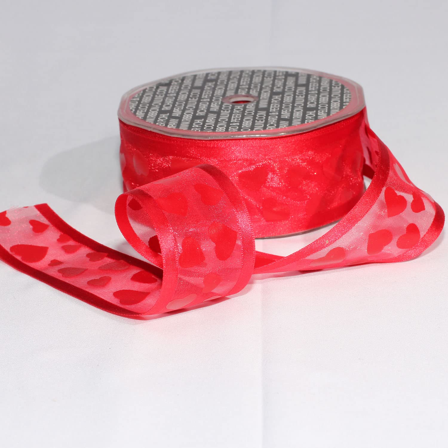 Red Hearts Organdy Georgette Ribbon with Satin Edge - 1.5 Inch x 30 Yards - Perfect for Gift Wrapping, Wedding Decorations & DIY Crafts
