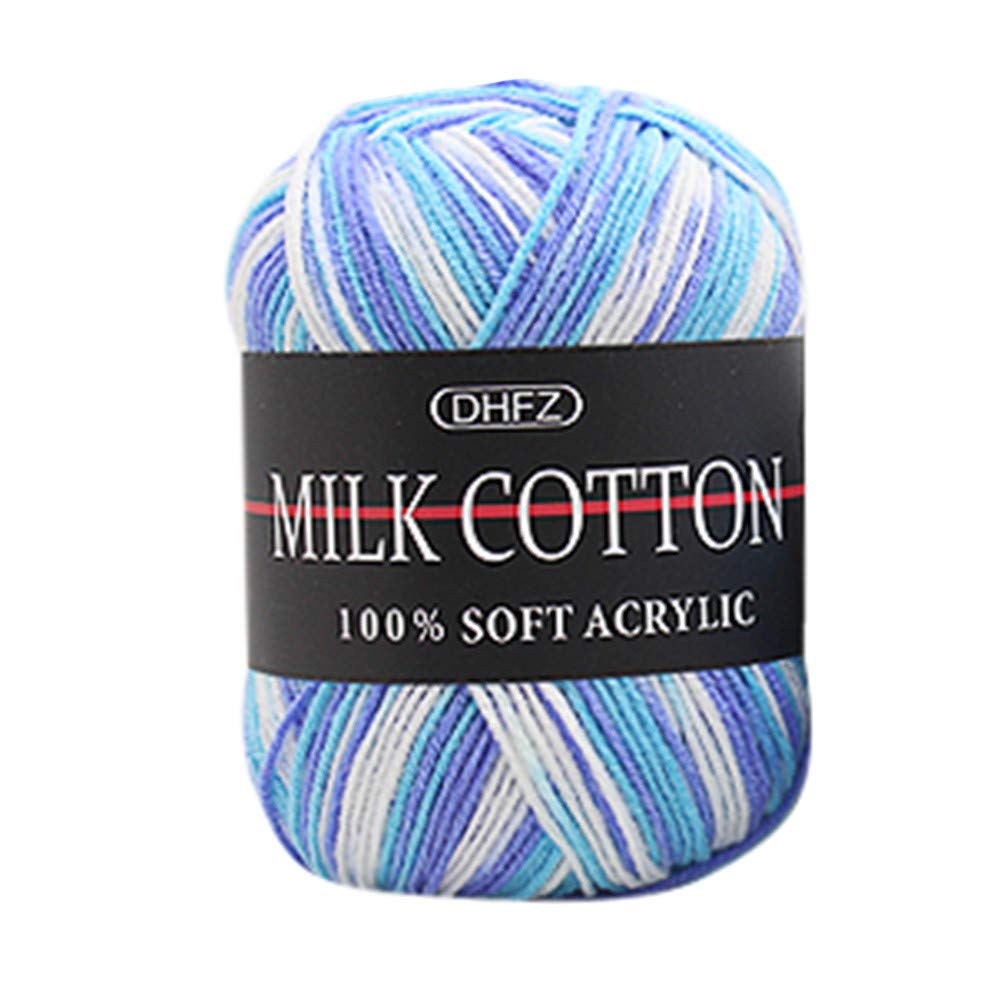 Yu2d 50g Soft Baby Cotton Wool Yarn for Hand Knitting & Crochet - Multicolor Milk Yarn for DIY Baby Blankets, Scarves & Amigurumi