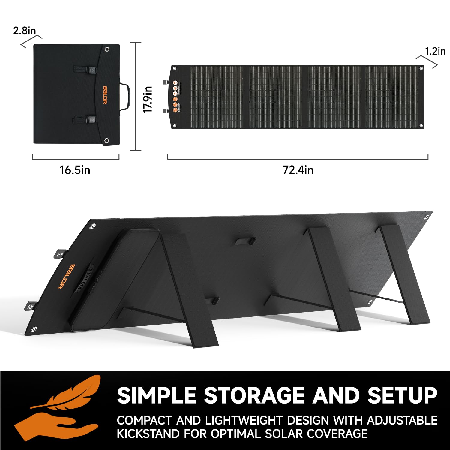 120W Portable Solar Panel for Jackery/ECOFLOW/Flashfish/ROCKPALS Power Stations - Foldable Solar Charger with USB & PD Output - Perfect for Camping, RV Trips, Off-Grid Living & Emergency Power (Black)