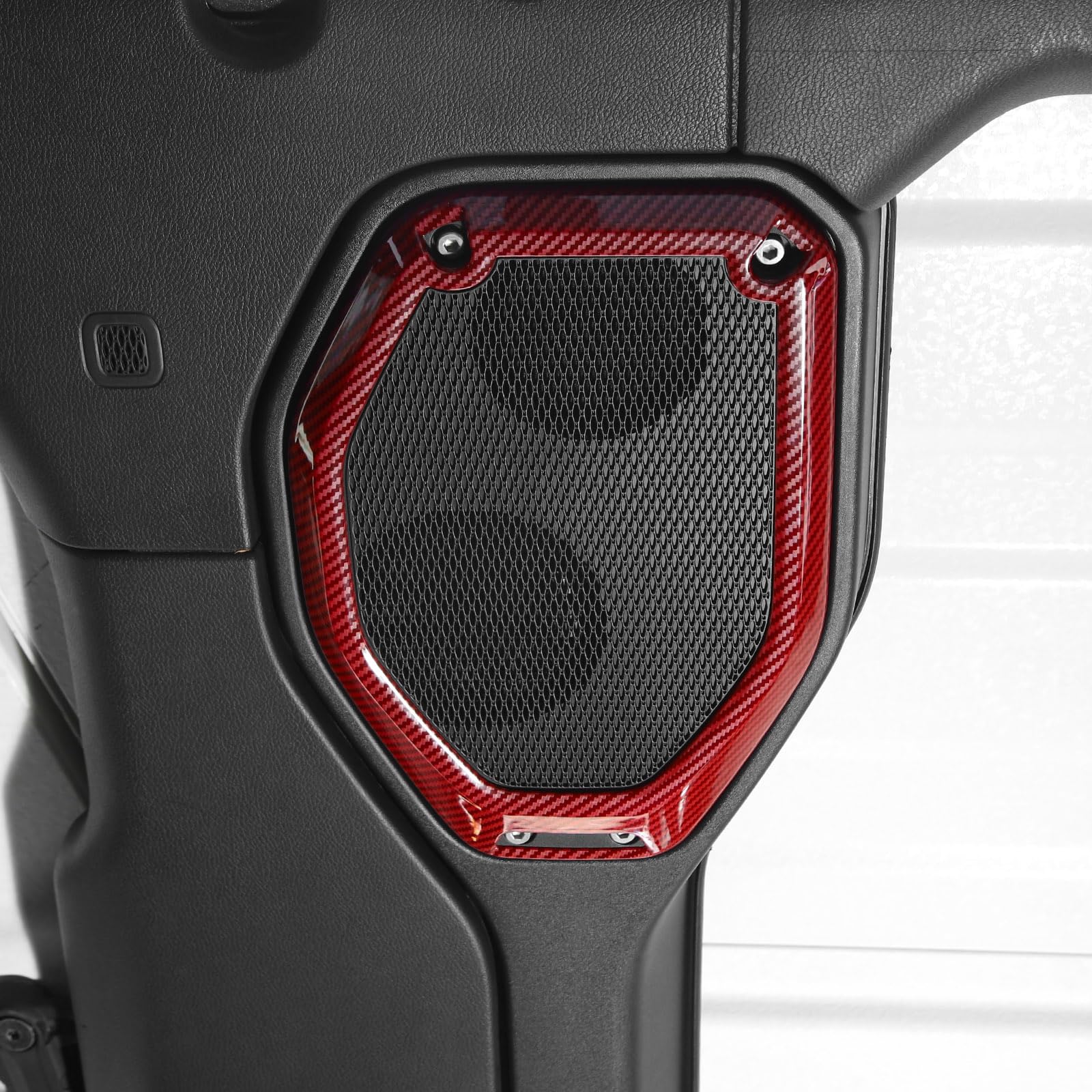 RT-TCZ Red Carbon Fiber Speaker Cover Trim for Jeep Wrangler JL/JLU & Gladiator JT (2018-2023) - Interior Accessories 2pcs - Upgrade Your Ride with Premium Style & Protection
