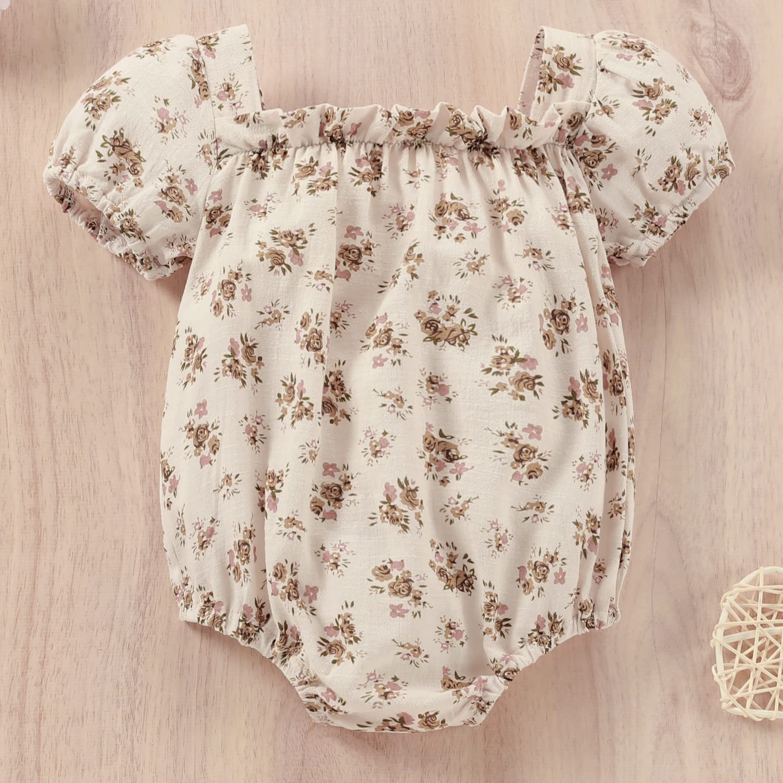 Tsnbre Newborn Baby Girl Romper - Daisy Print Short Sleeve Bodysuit Jumpsuit for Summer | Soft Cotton Infant Outfit for Playtime, Photos & Outdoor Activities