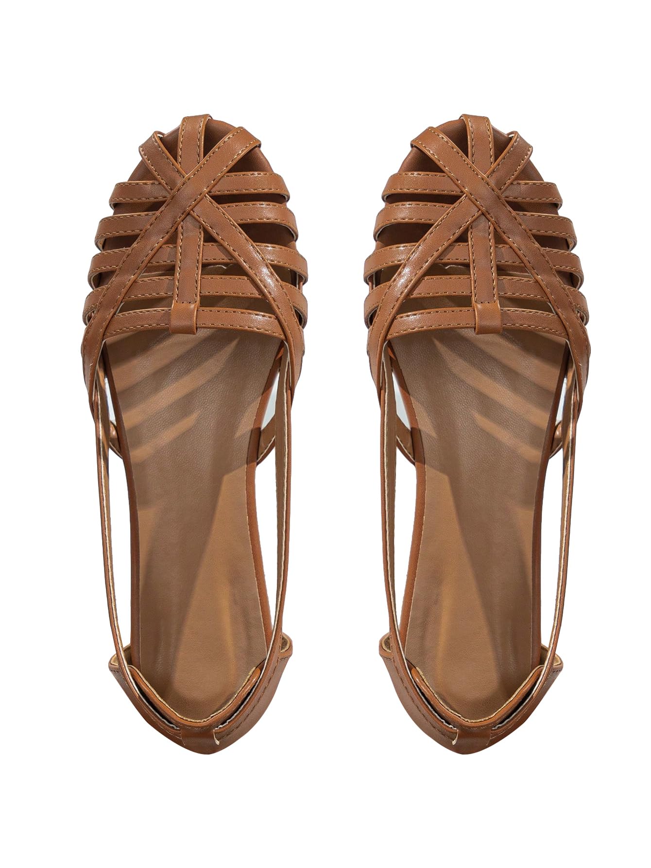 Verdusa Women's PU Leather Braided Strappy Flat Shoes - Comfortable Round Toe Slip-On Loafers for Casual Wear, Office & Walking